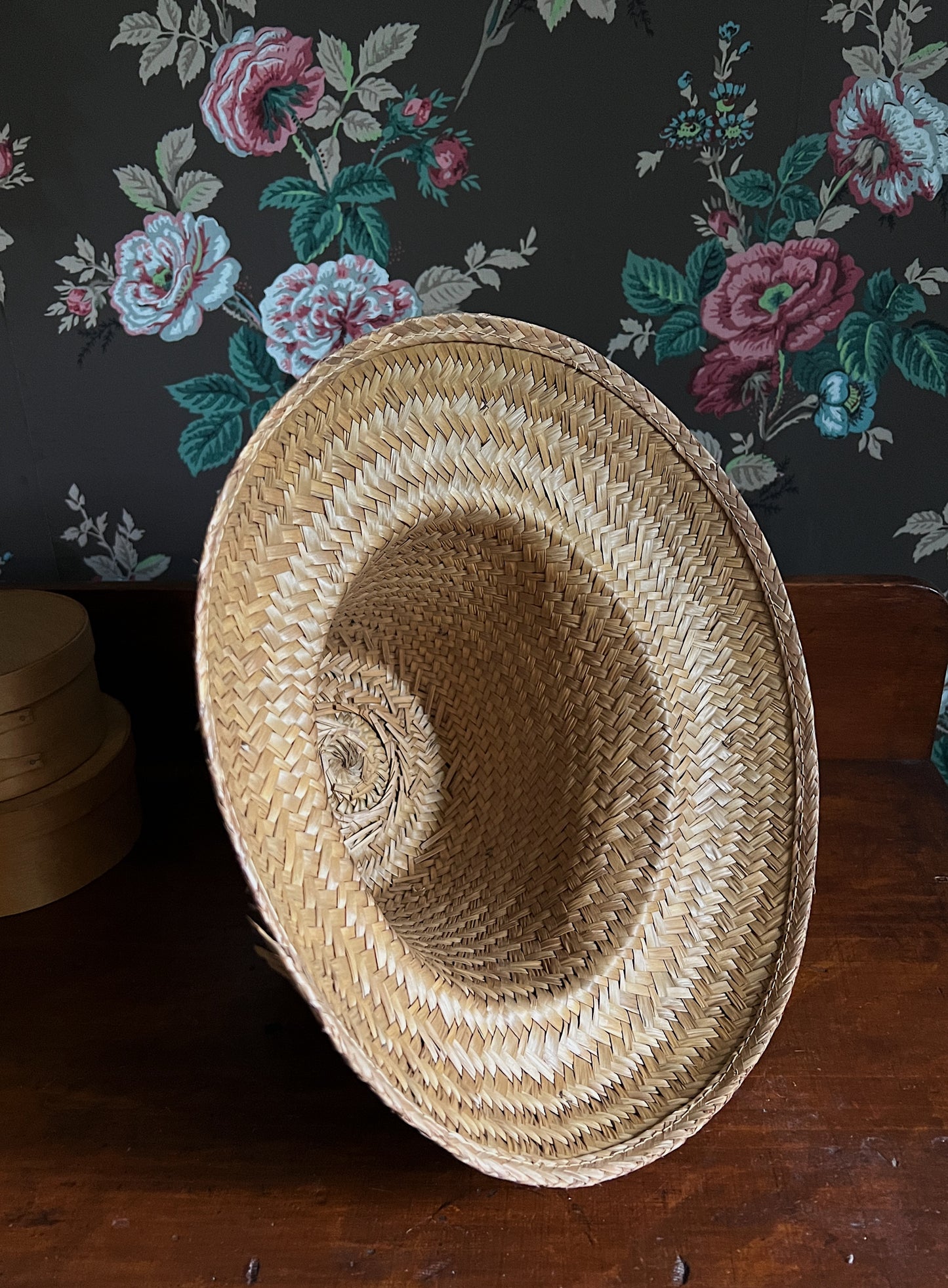 Antique Straw Hat With Felt Star Details
