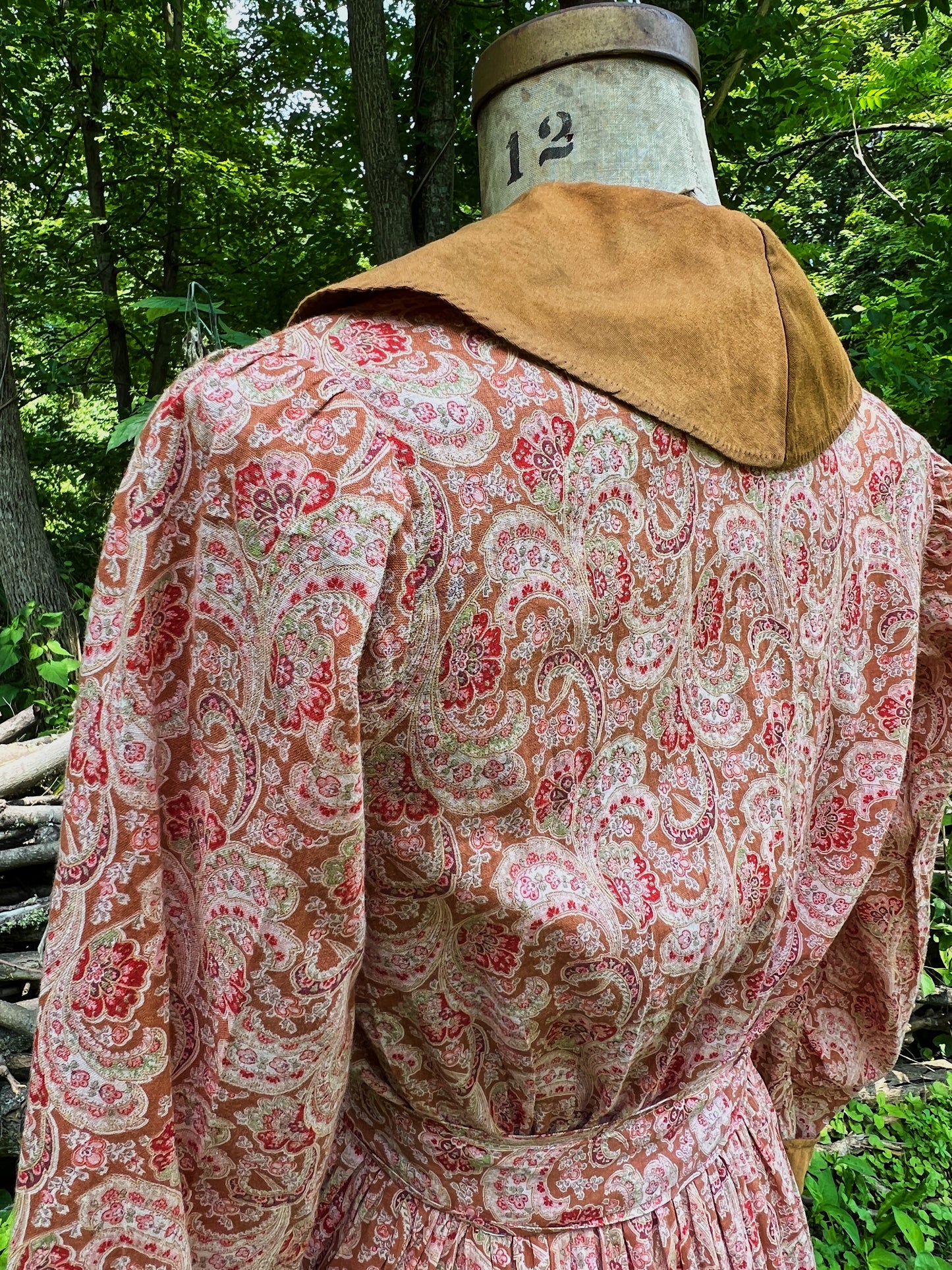 1910s Homemade Paisley Cotton Day Dress