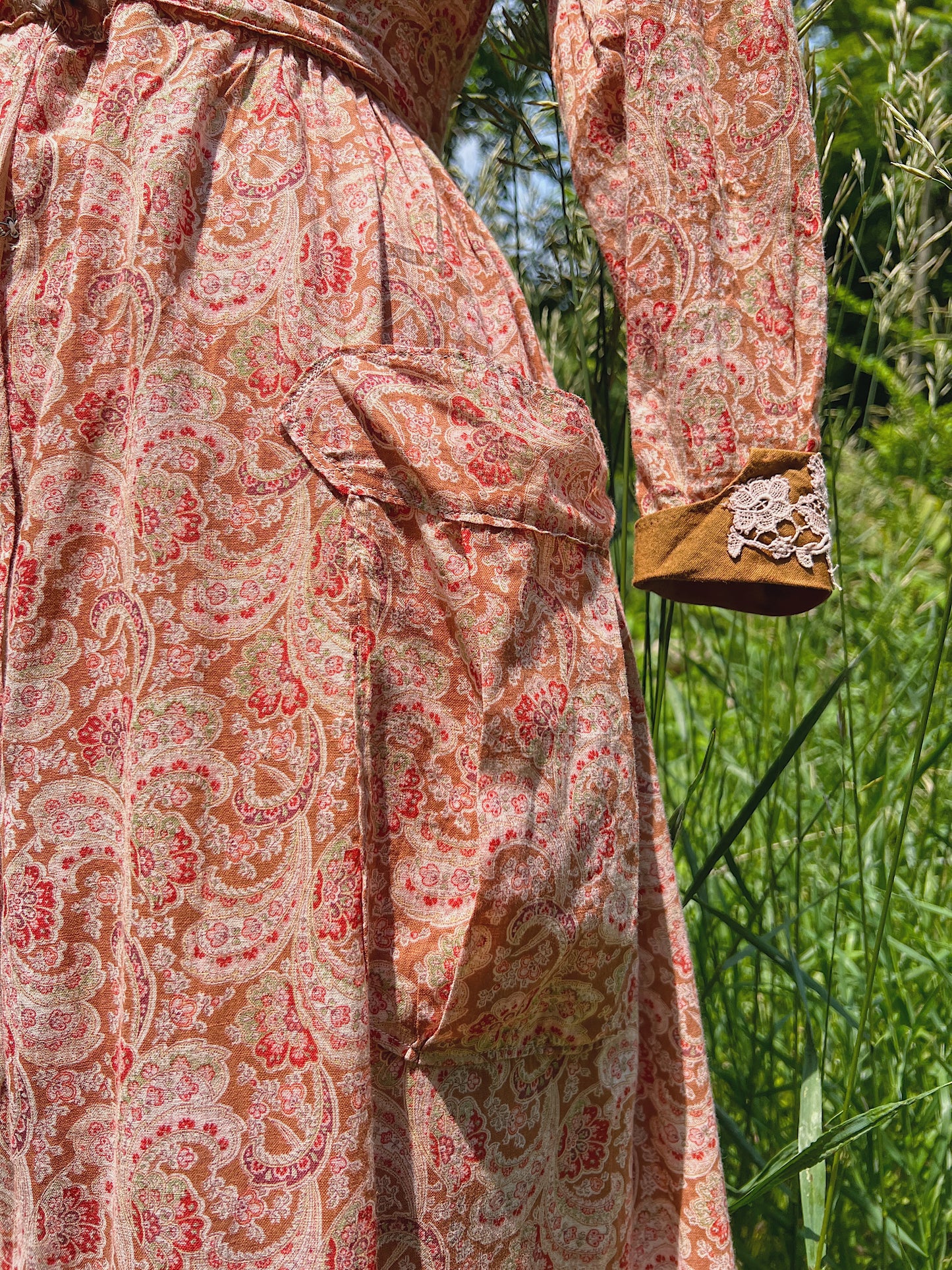 1910s Homemade Paisley Cotton Day Dress