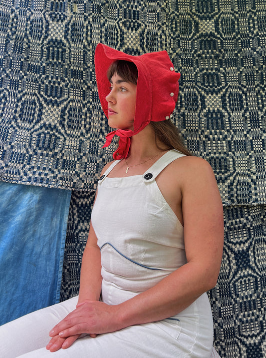 1930s Linen Cherry Red Bonnet