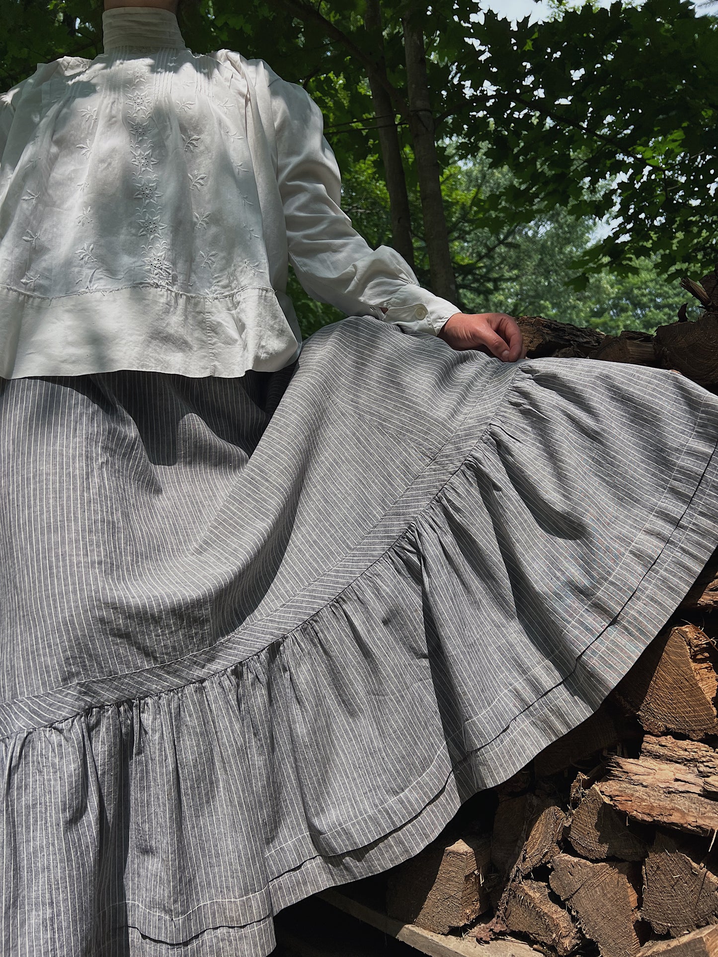 Antique 1910s Pinstripe Chore Skirt