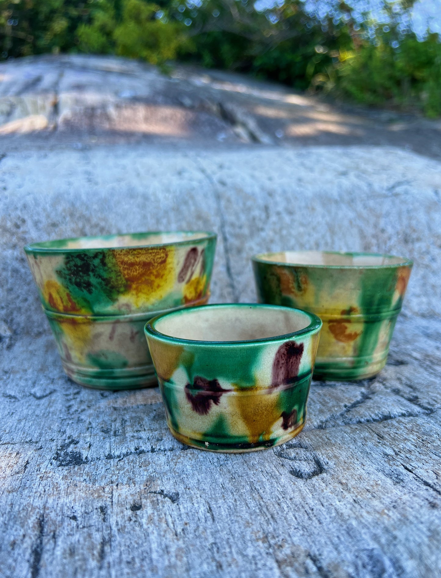 1930s Whieldon Majolica Nesting Cups, Made In Japan