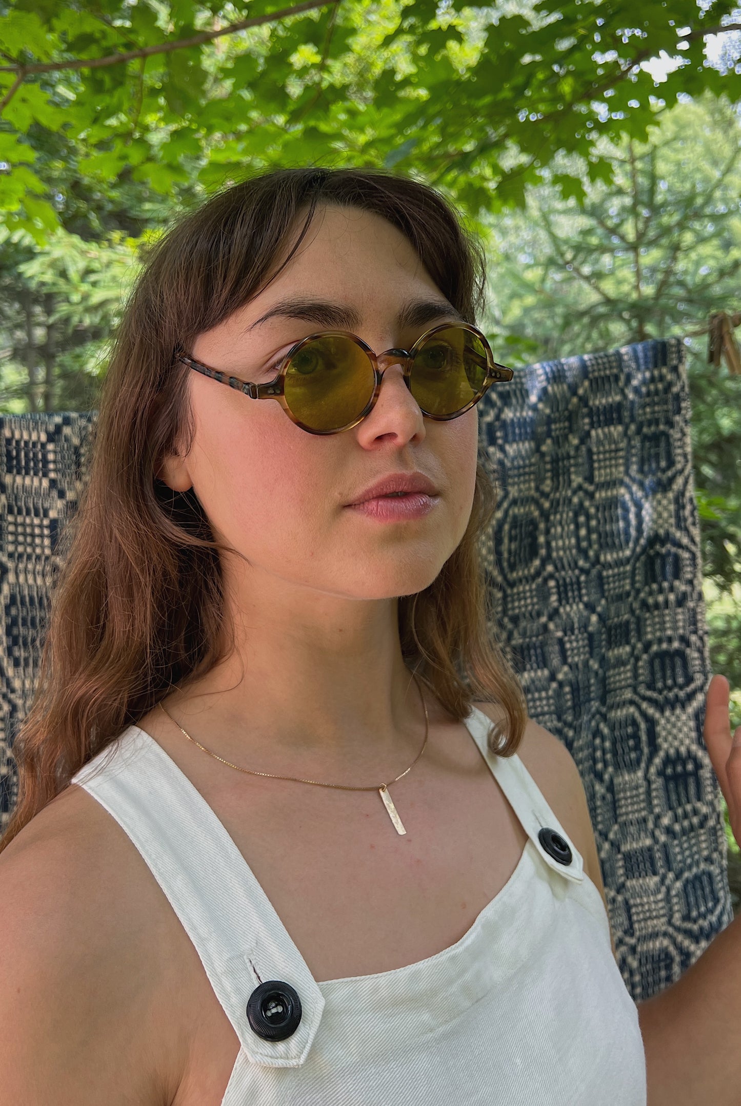 1930s Faux Tortoise Round Sunglasses With Green Lenses