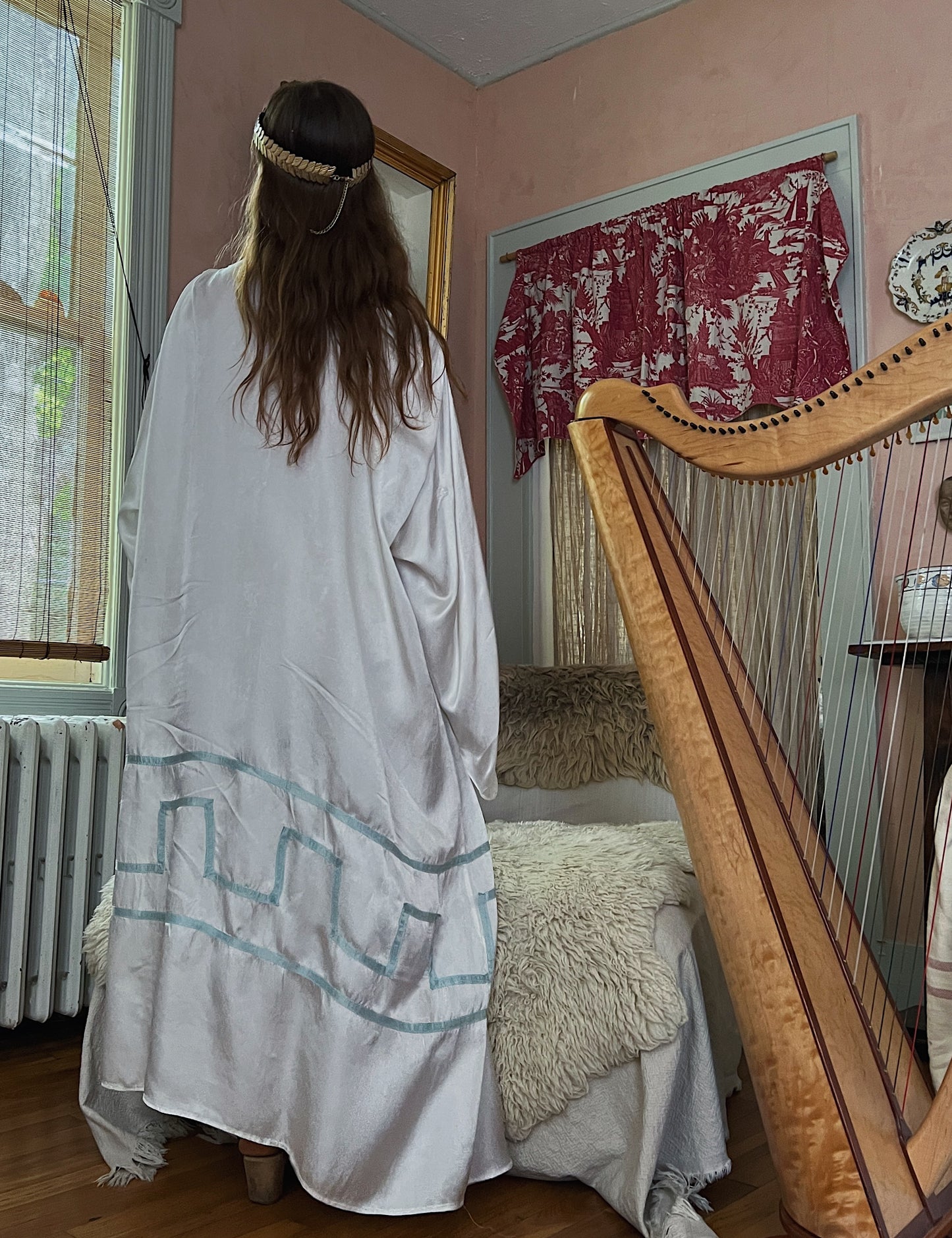Ethereal 1930s Rayon Silk Grecian Full Length Dress