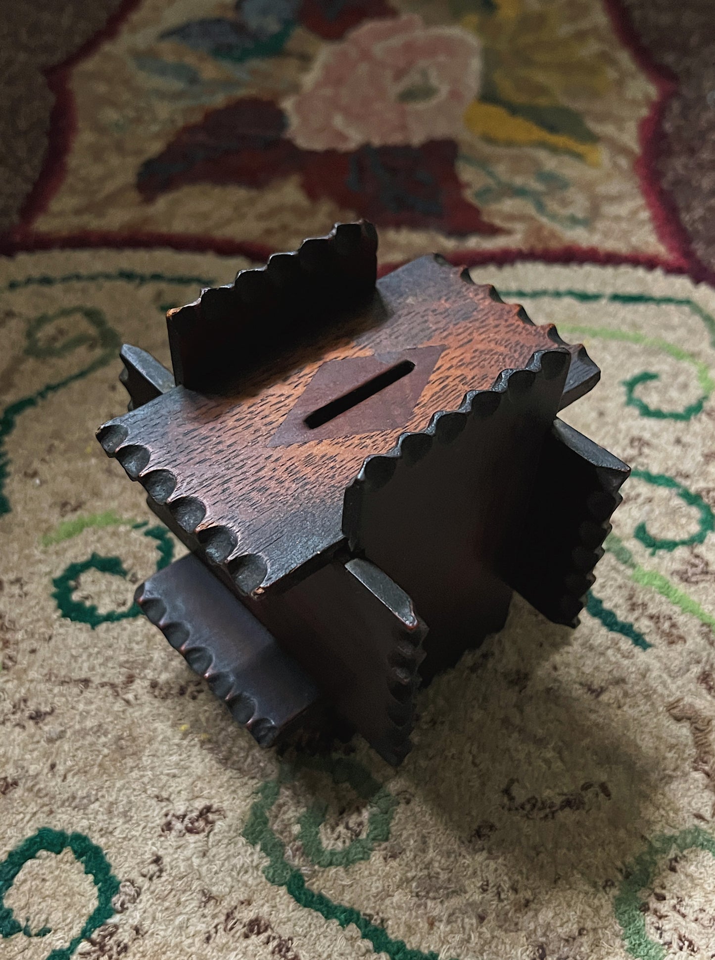 Antique Tramp Art Coin Bank Puzzle