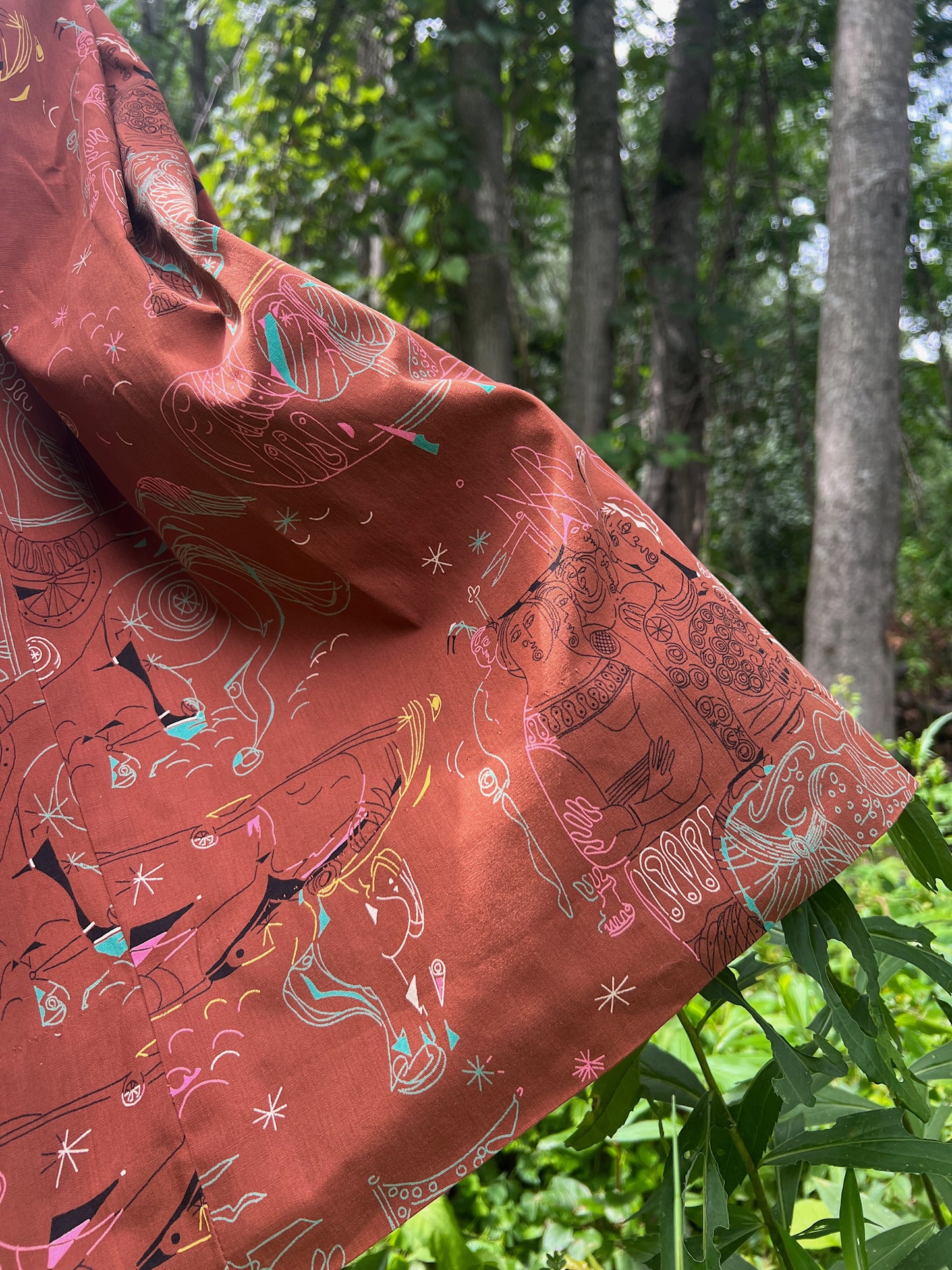 1953 Vincent Malta Associated American Artists Printed Cotton Skirt ‘Iliad’