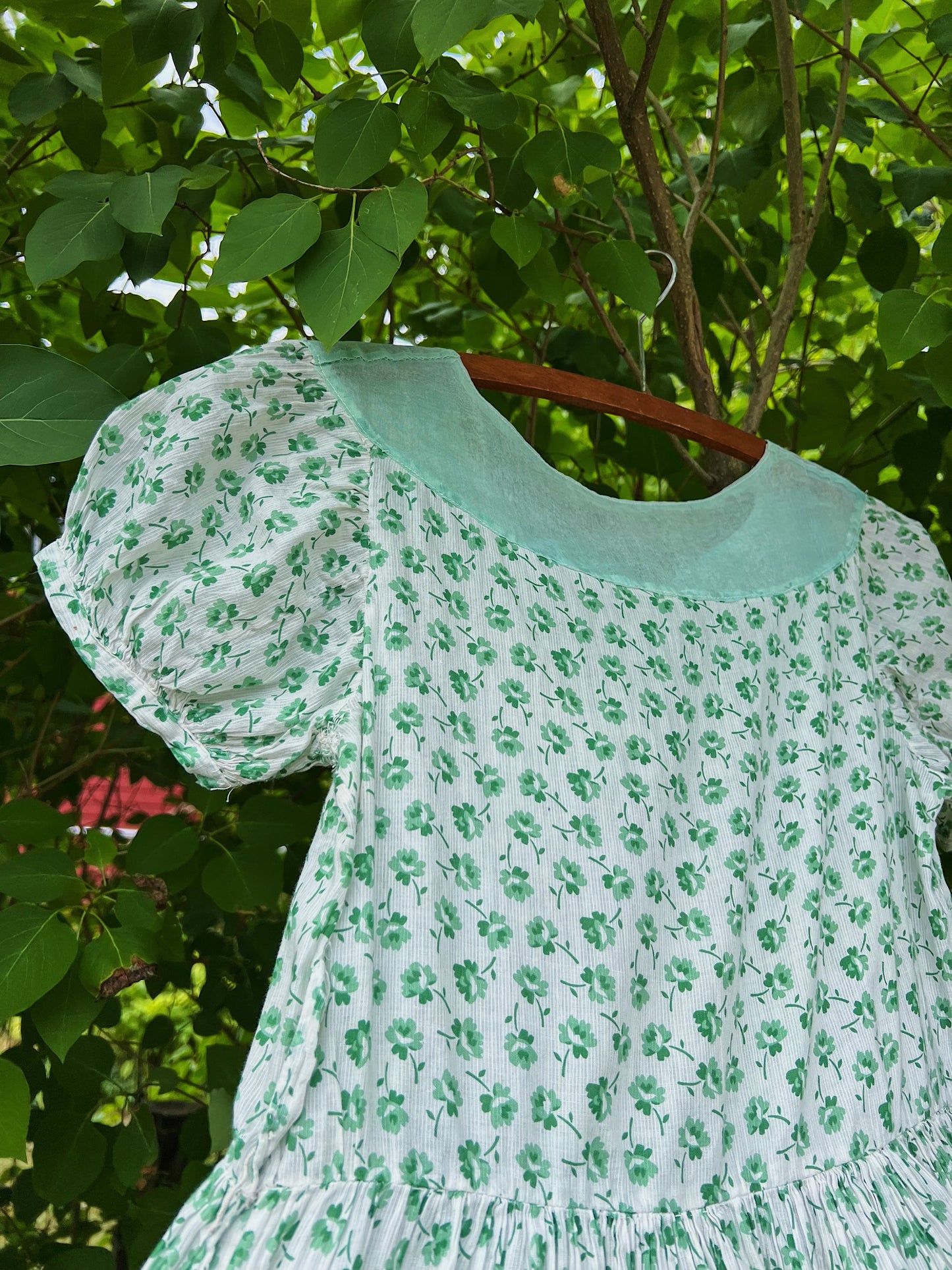20s/30s Gauzy Cotton Voile Clover Day Dress