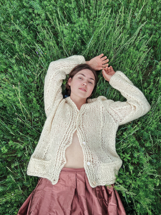 1950s Natural Mohair Loosely Woven Cardigan