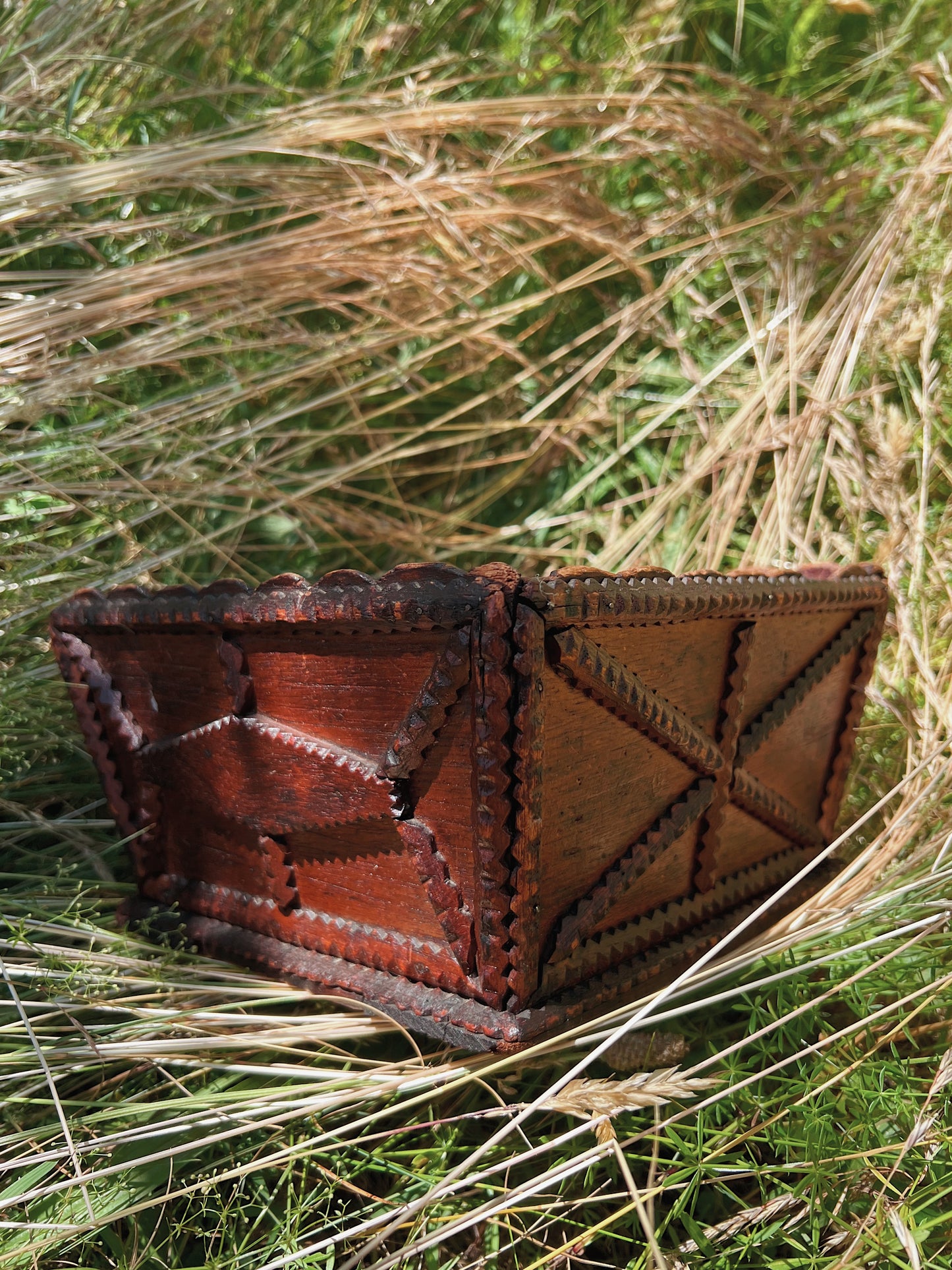 19th Century Tramp Art Cigar Wood Box