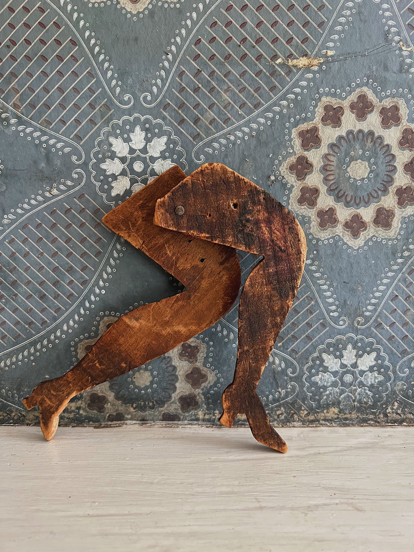 Victorian Carved Wood Folk Art Posable Legs