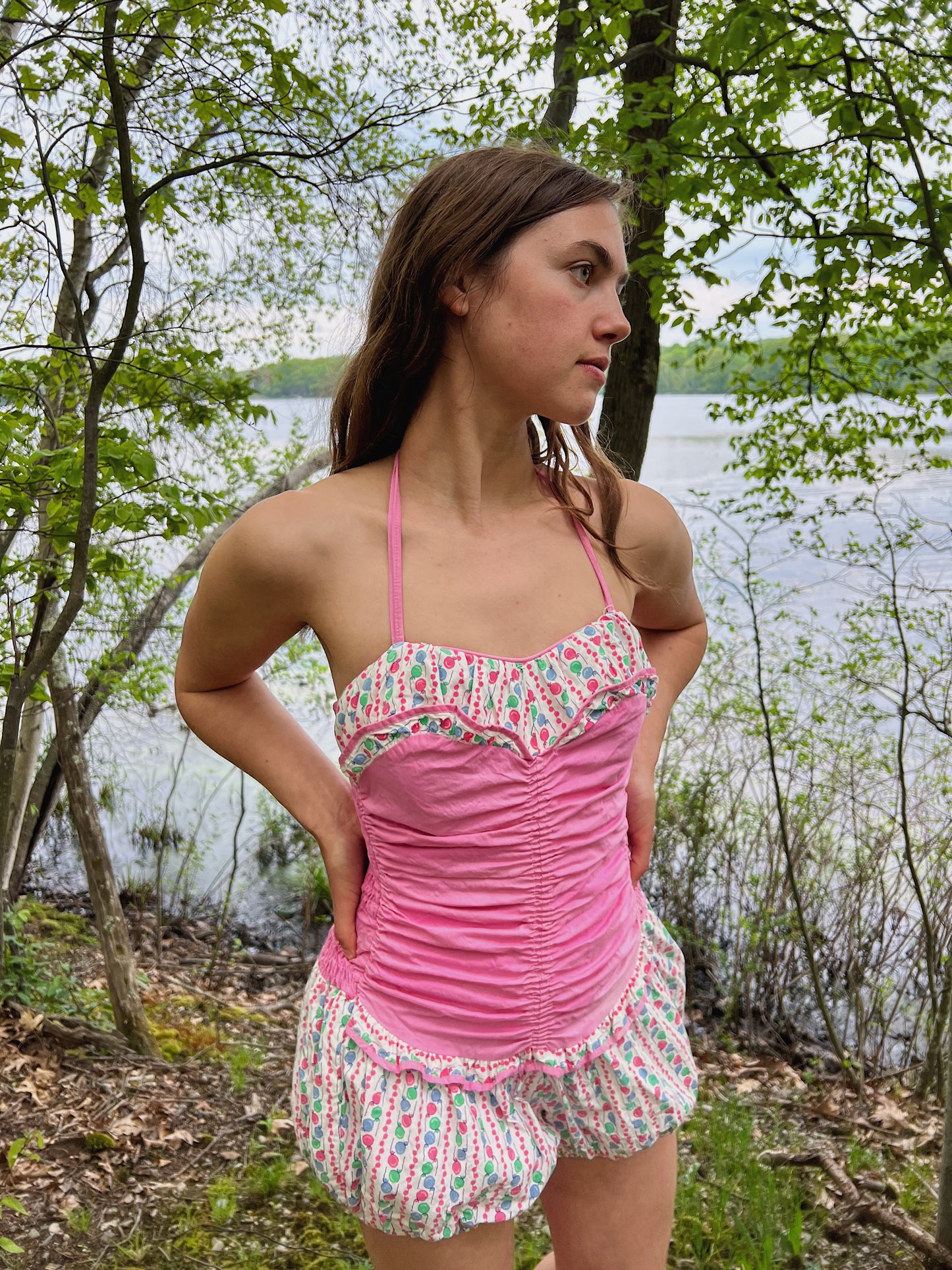 1940s Novelty Print Cotton Playsuit By Lee Swimplay