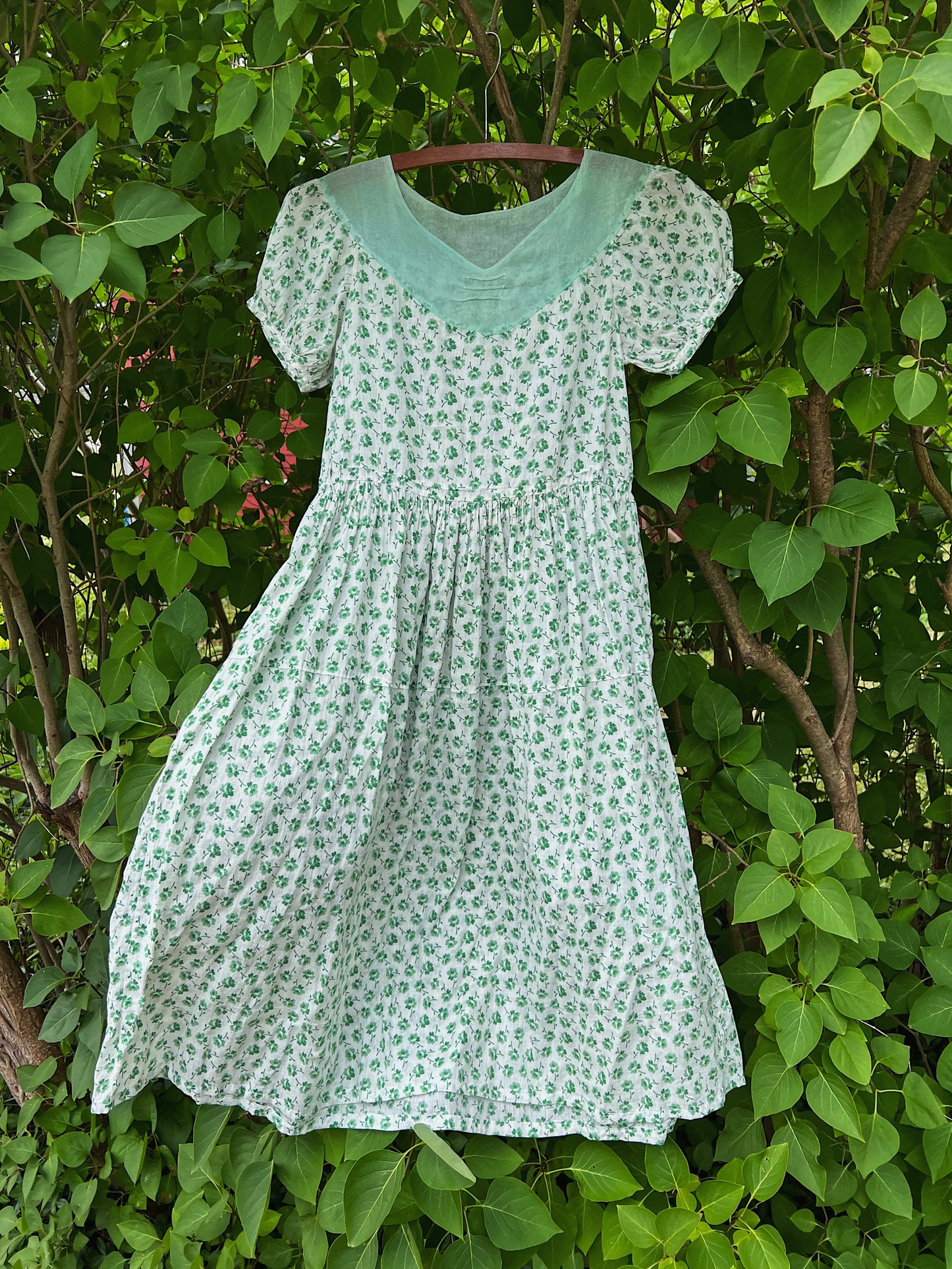 20s/30s Gauzy Cotton Voile Clover Day Dress
