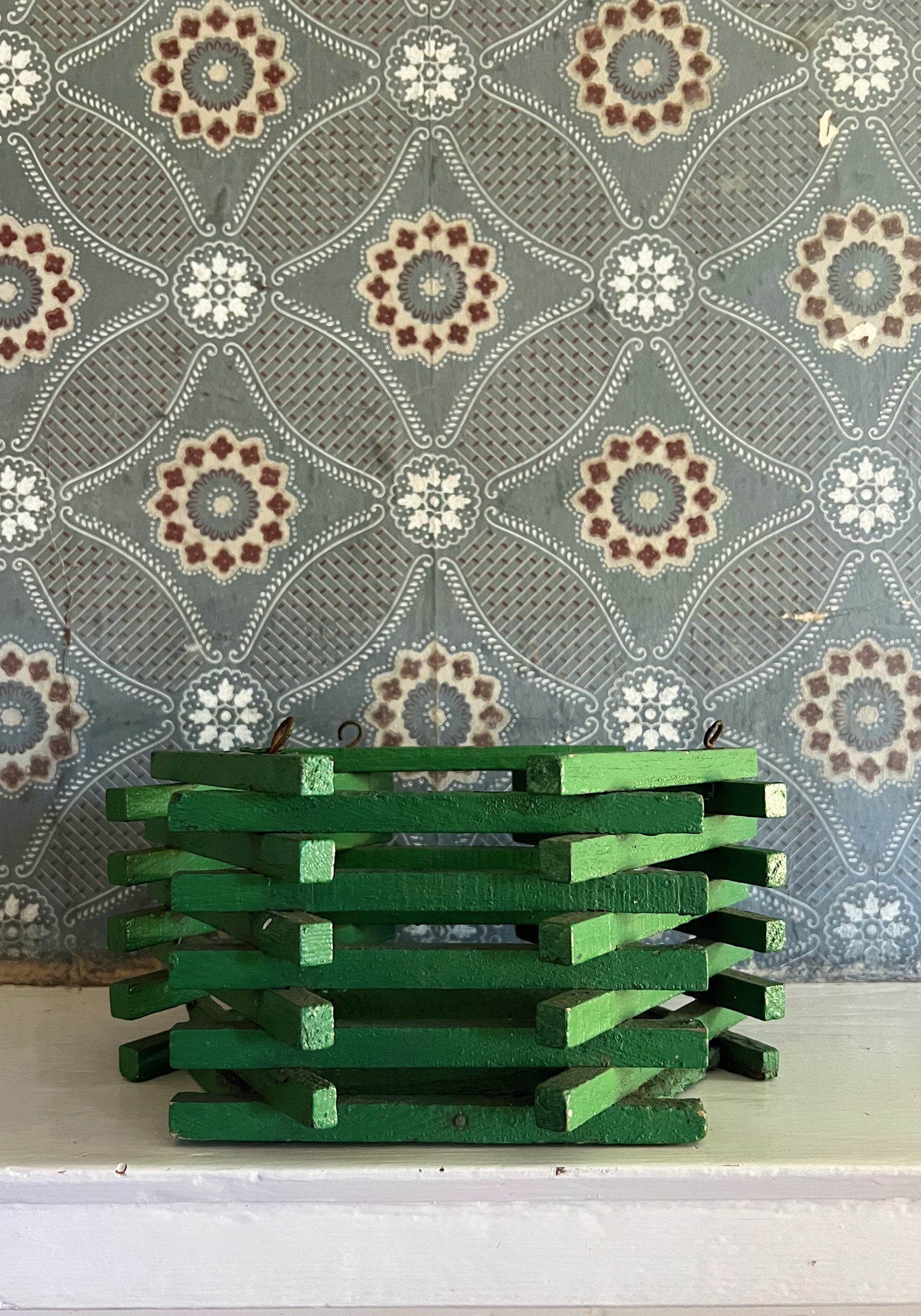 1930s Slatted Wood Painted Plant Box