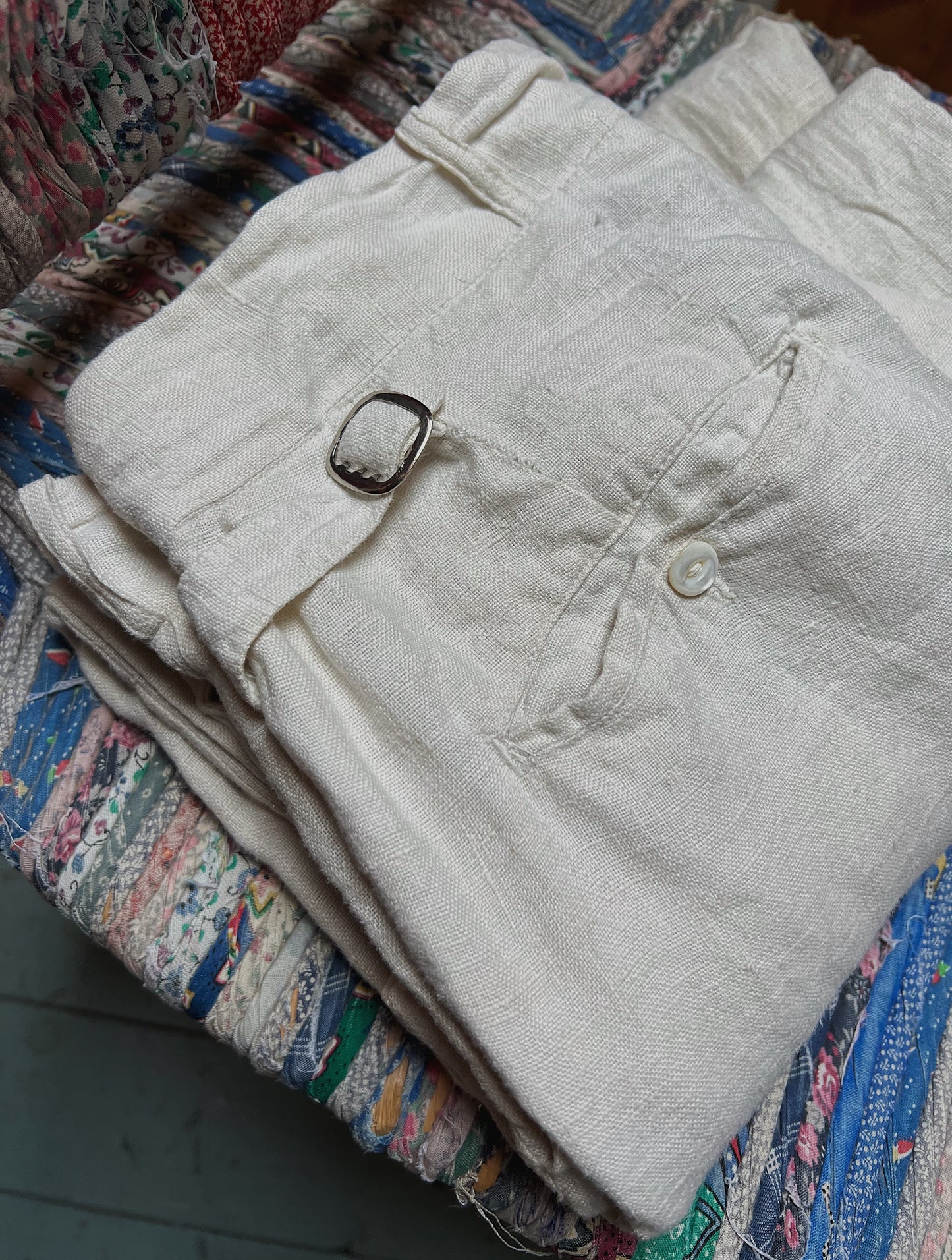 1930s Linen Sportswear Trousers With Buckle