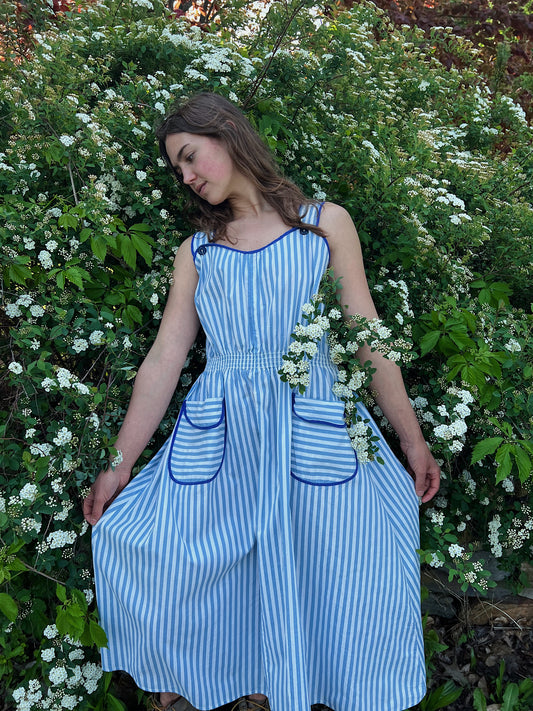 1940s Cotton Striped Dress