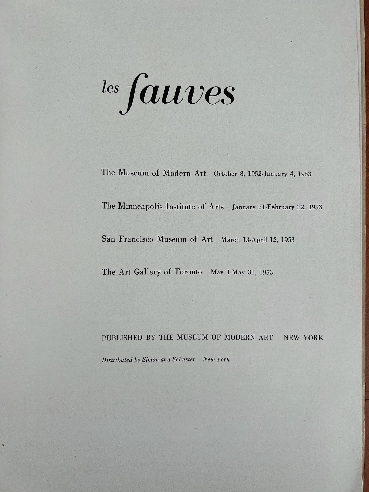 Les Fauves Exhibition Catalog Circa 1952, MoMA