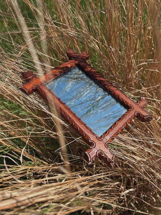 Circa 1900s Small Tramp Art Mirror