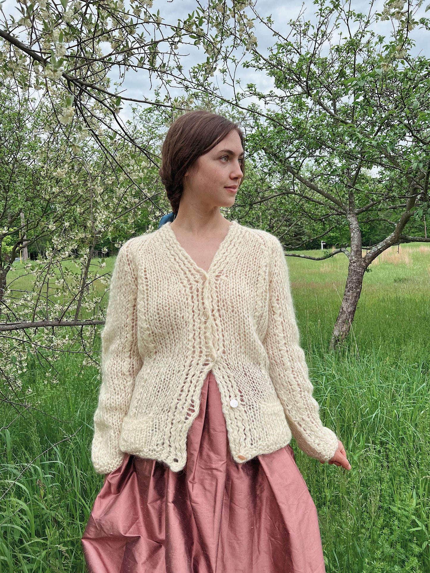 1950s Natural Mohair Loosely Woven Cardigan