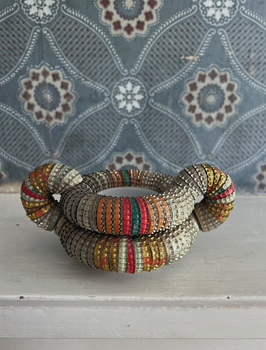 Folk Art Bottle Cap Handled Vessel