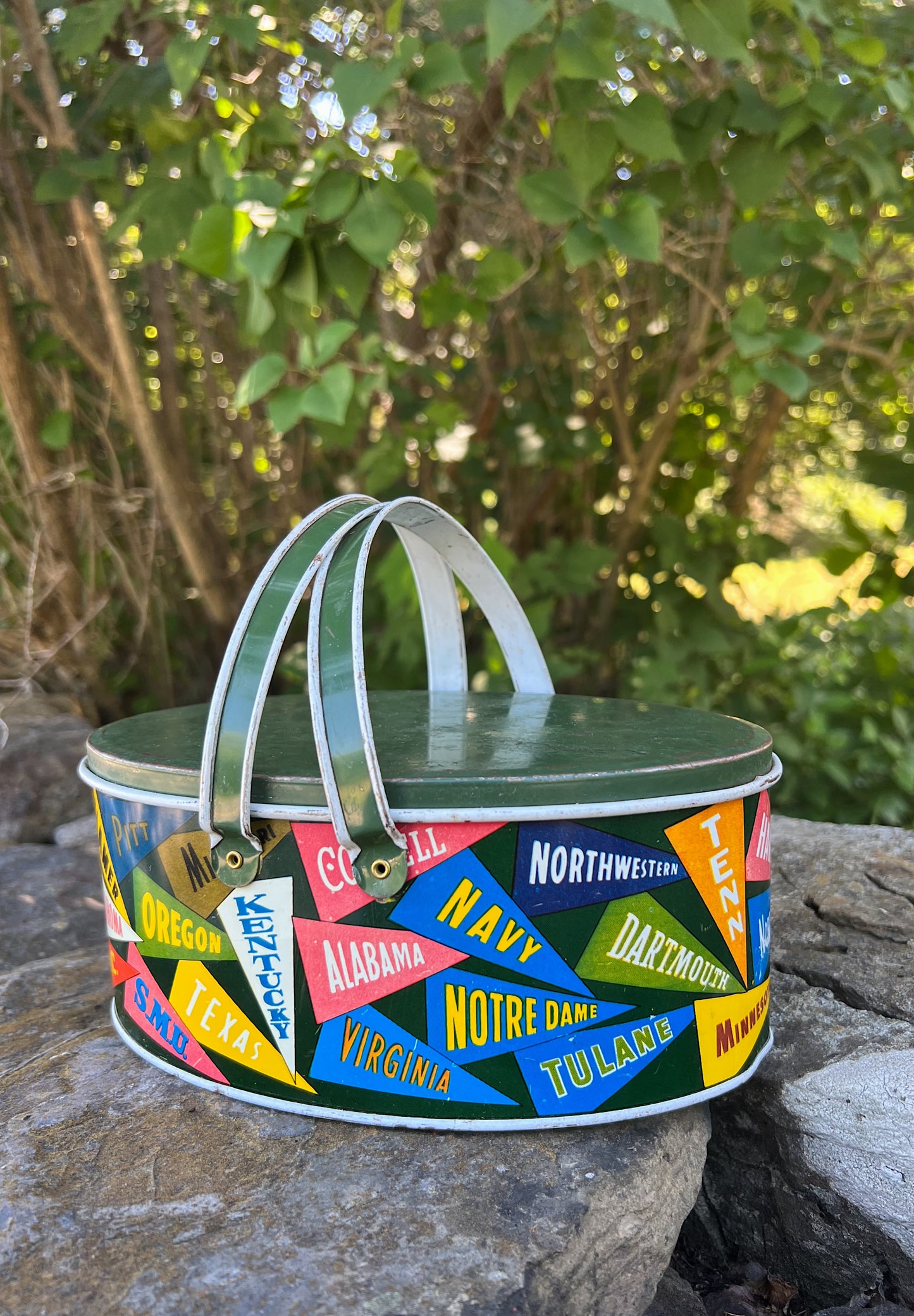 1950s Tin Pennant Lunch Box