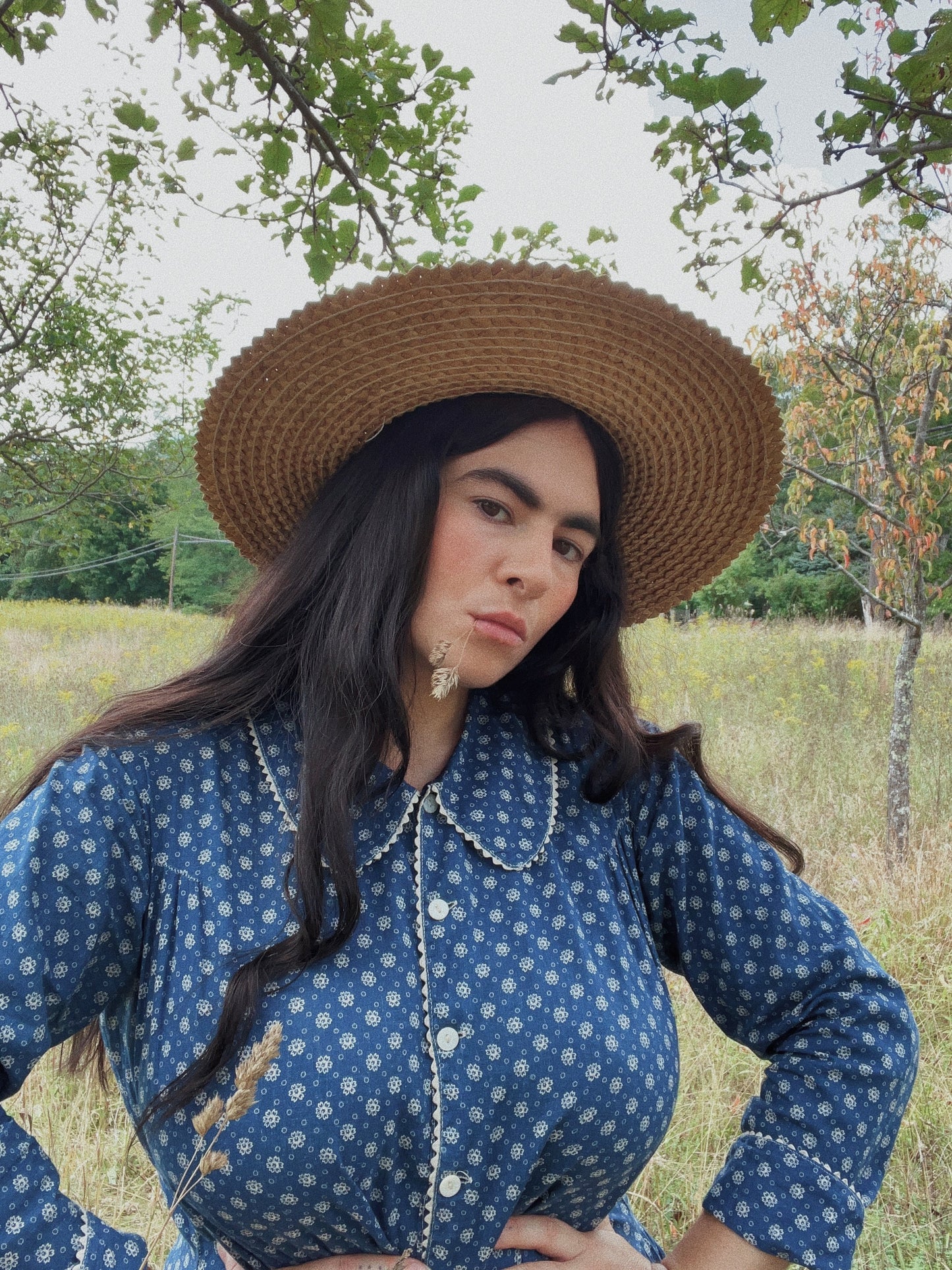 Authentic 1930s Hand Woven Straw Farm Hat