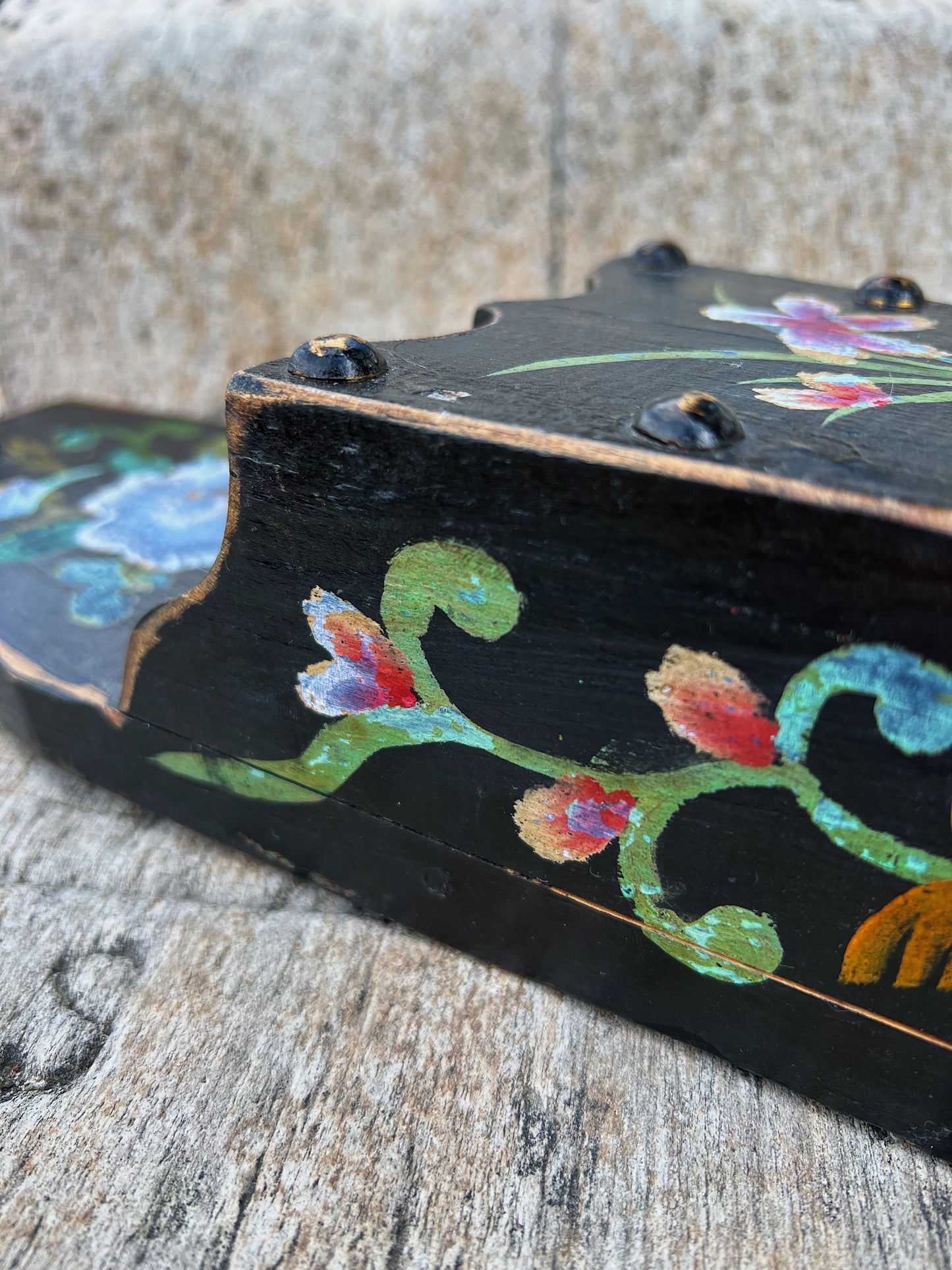 Hand Painted Primitive Wall Pocket Letter Holder