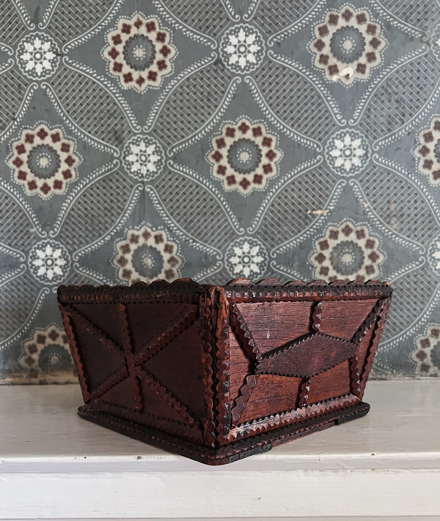 19th Century Tramp Art Cigar Wood Box