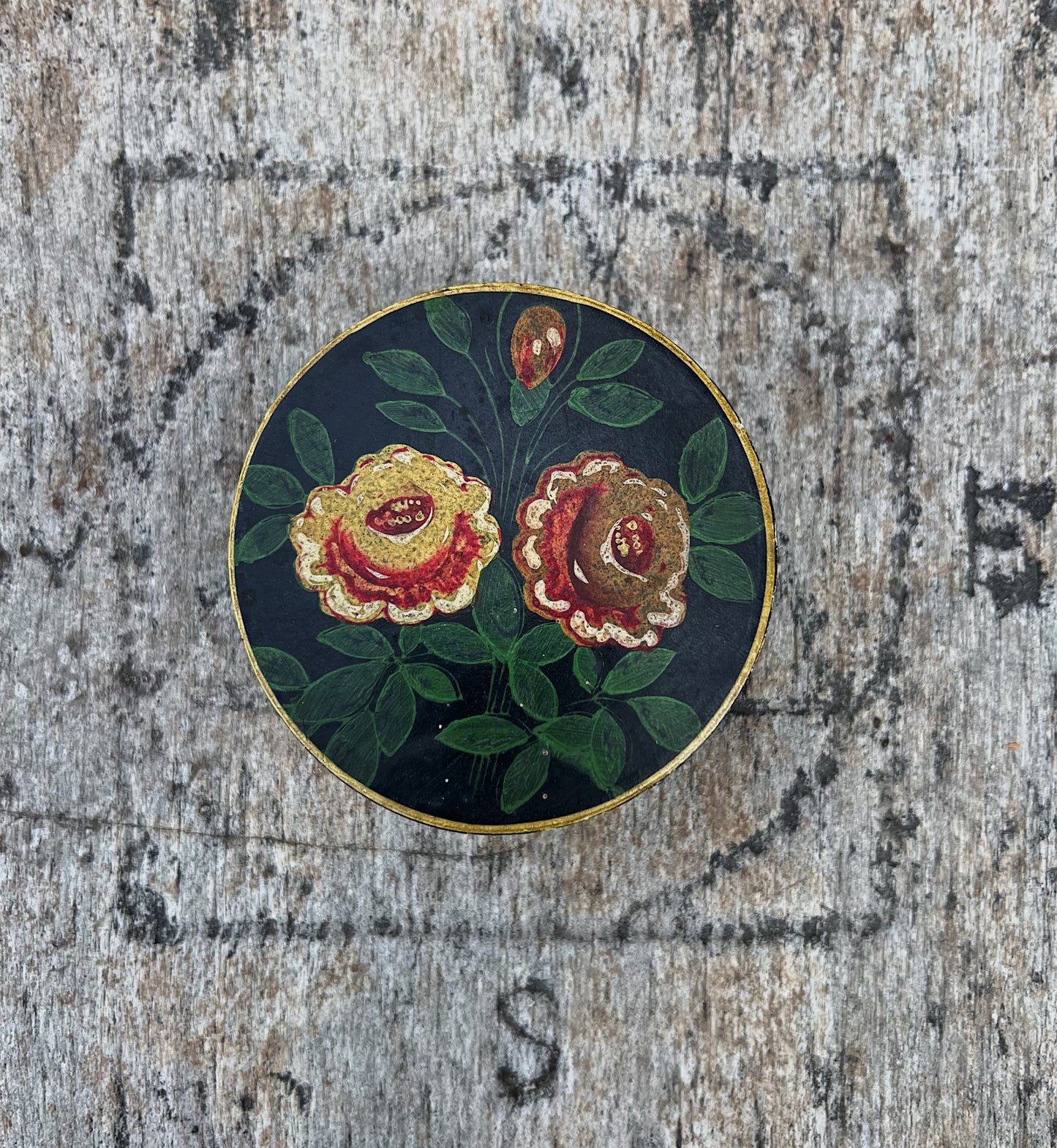 1930s Hand Painted Floral Dresser Box, Made In Japan