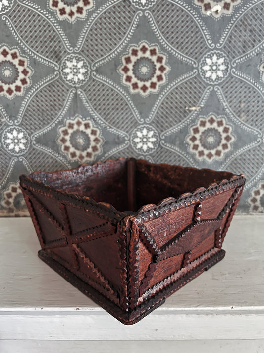19th Century Tramp Art Cigar Wood Box