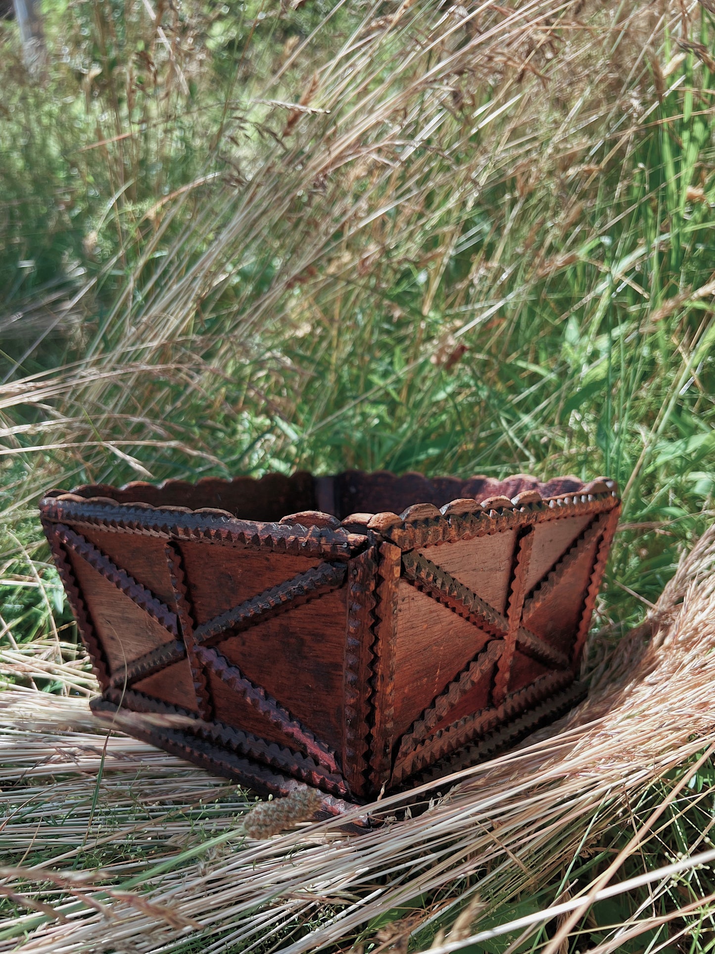 19th Century Tramp Art Cigar Wood Box