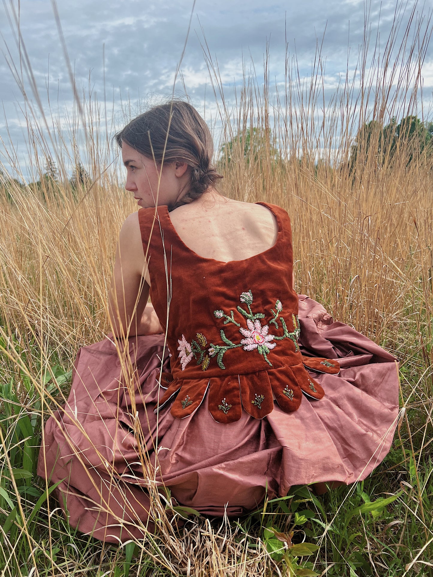 Velvet Beaded Floral Folk Vest