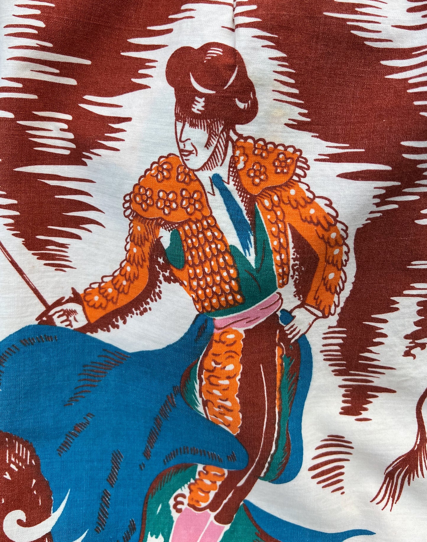Novelty Print Cotton Mini Skirt With Bull Fighting Scene