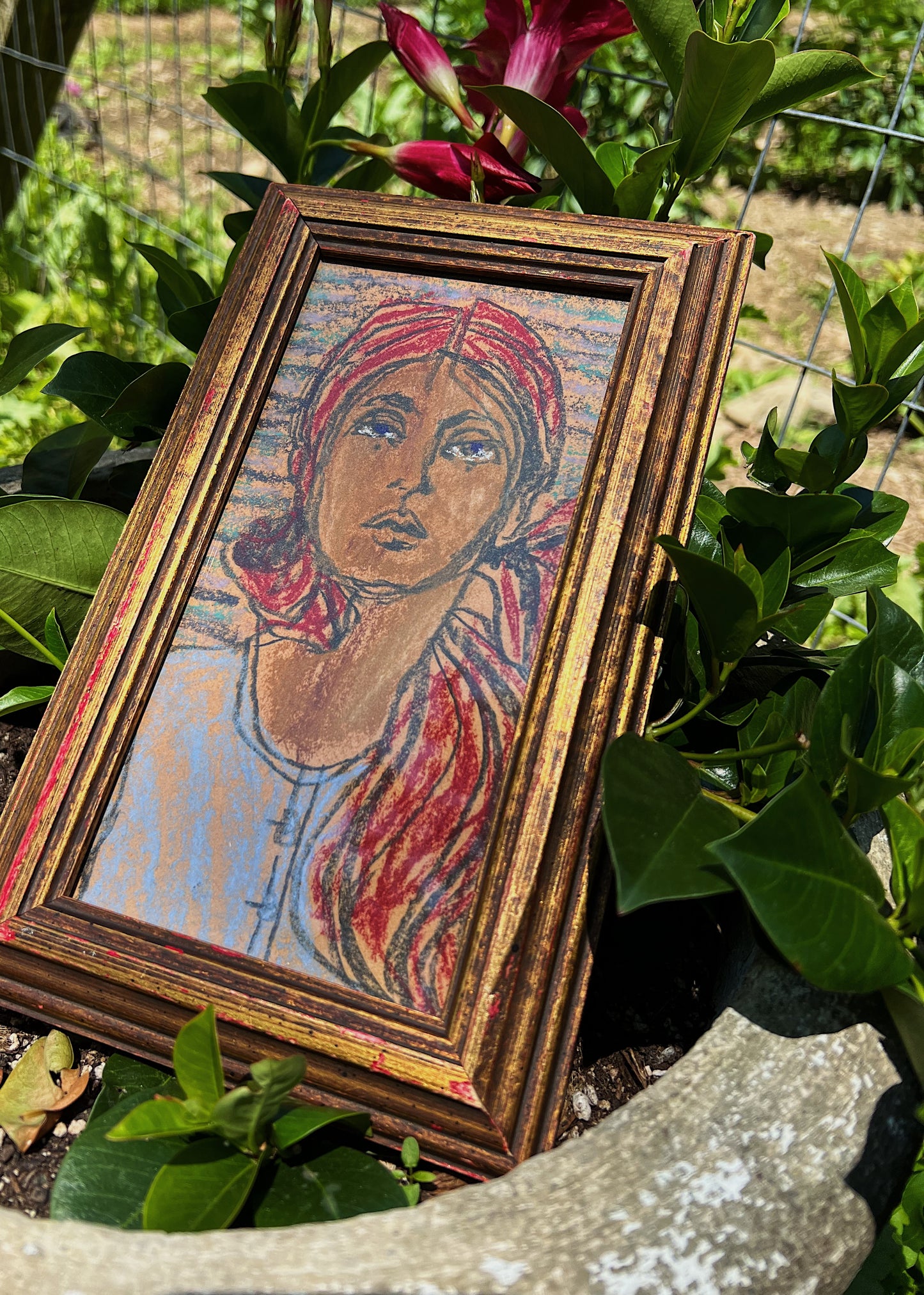 Circa 1930s Pastel Illustration Of Chic Woman, Custom Framed