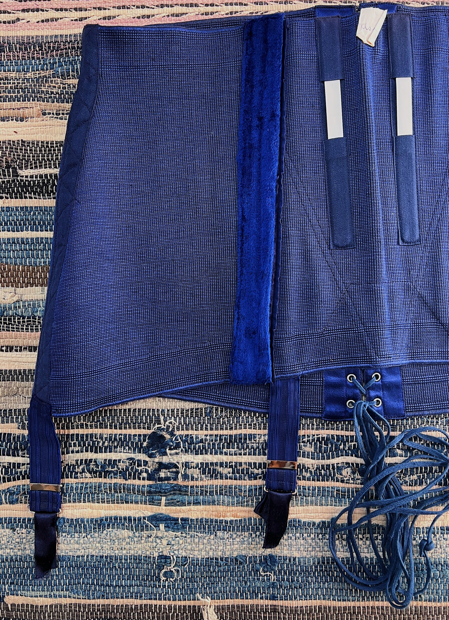 Rare 1940s Deadstock French Indigo Cotton Mèlangè Girdle By Minerve