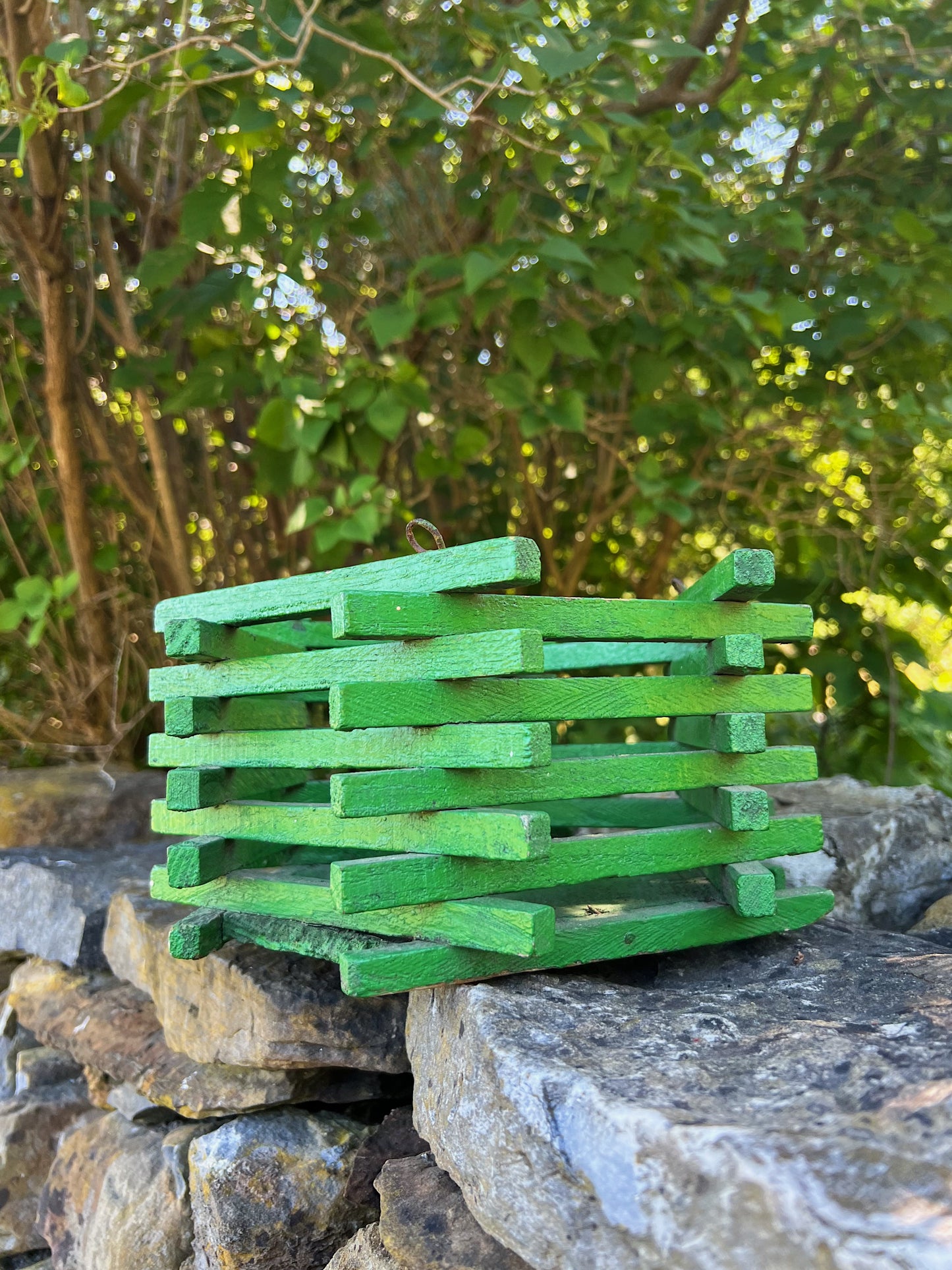 1930s Slatted Wood Painted Plant Box