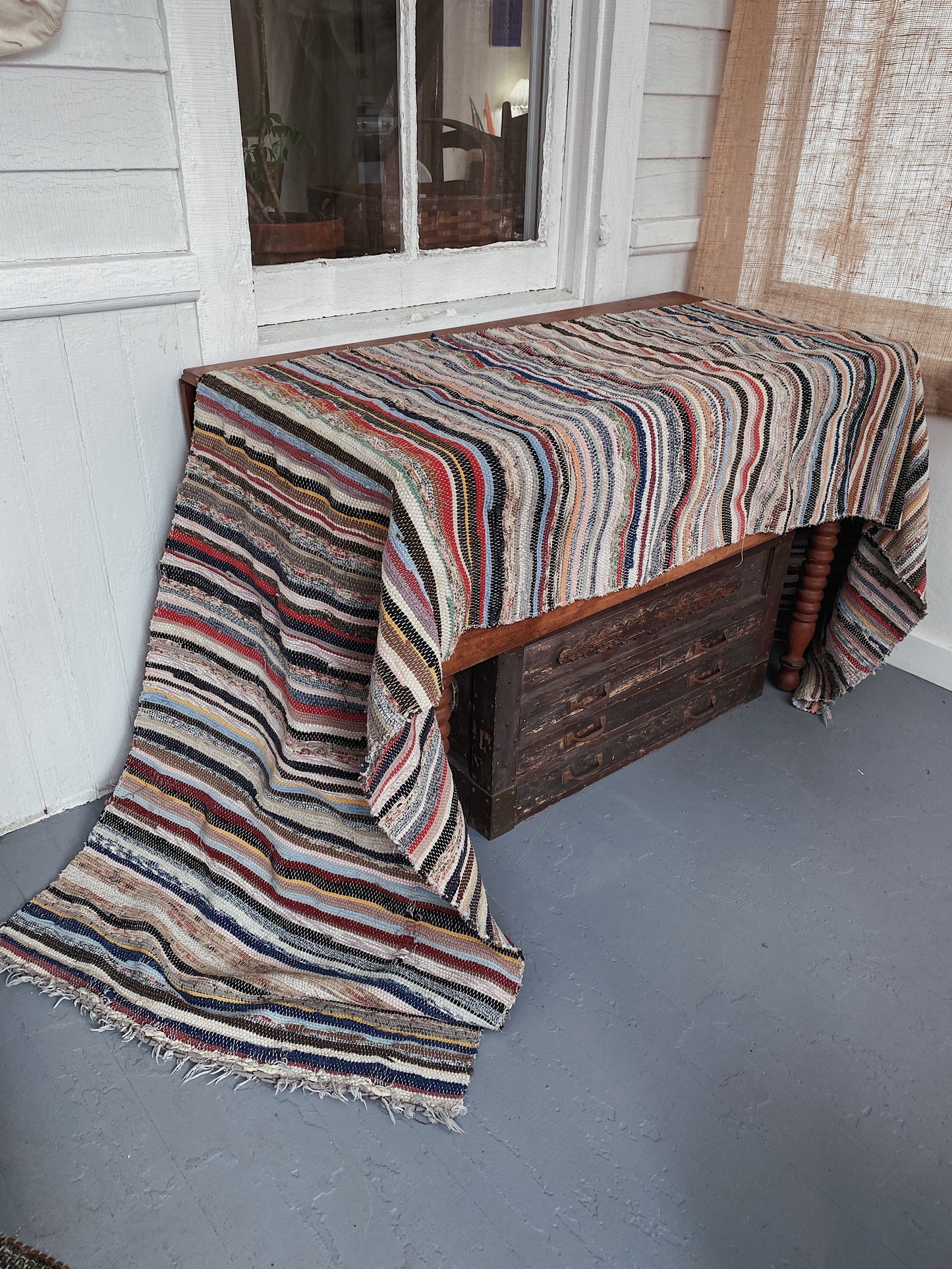 1930s Long Rag Rug Runner