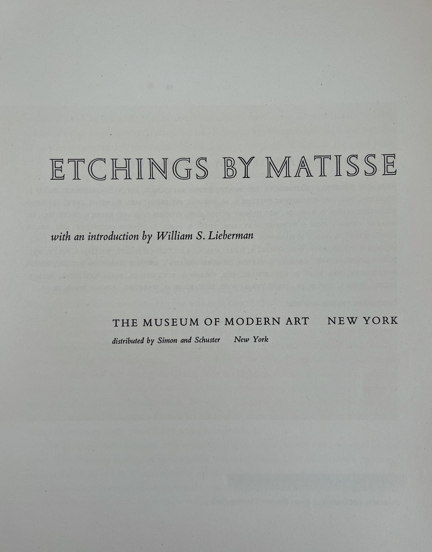 Etchings By Matisse Museum Of Modern Art Exhibition Catalog, Published 1954