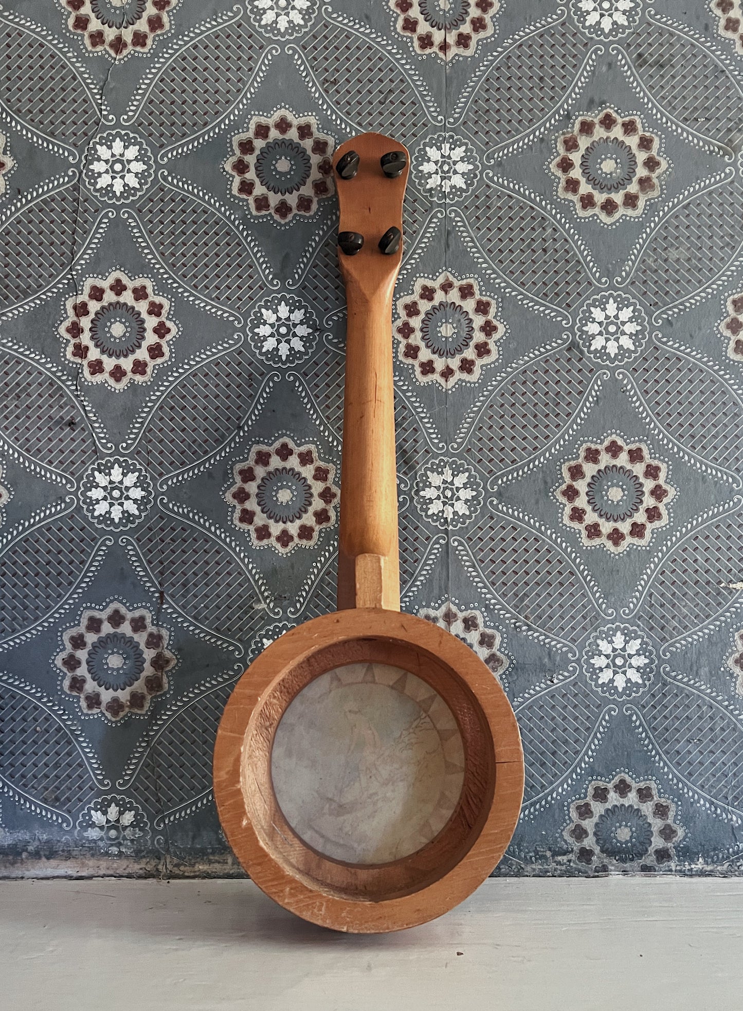 1930s Hand Painted Folk Art Banjolele