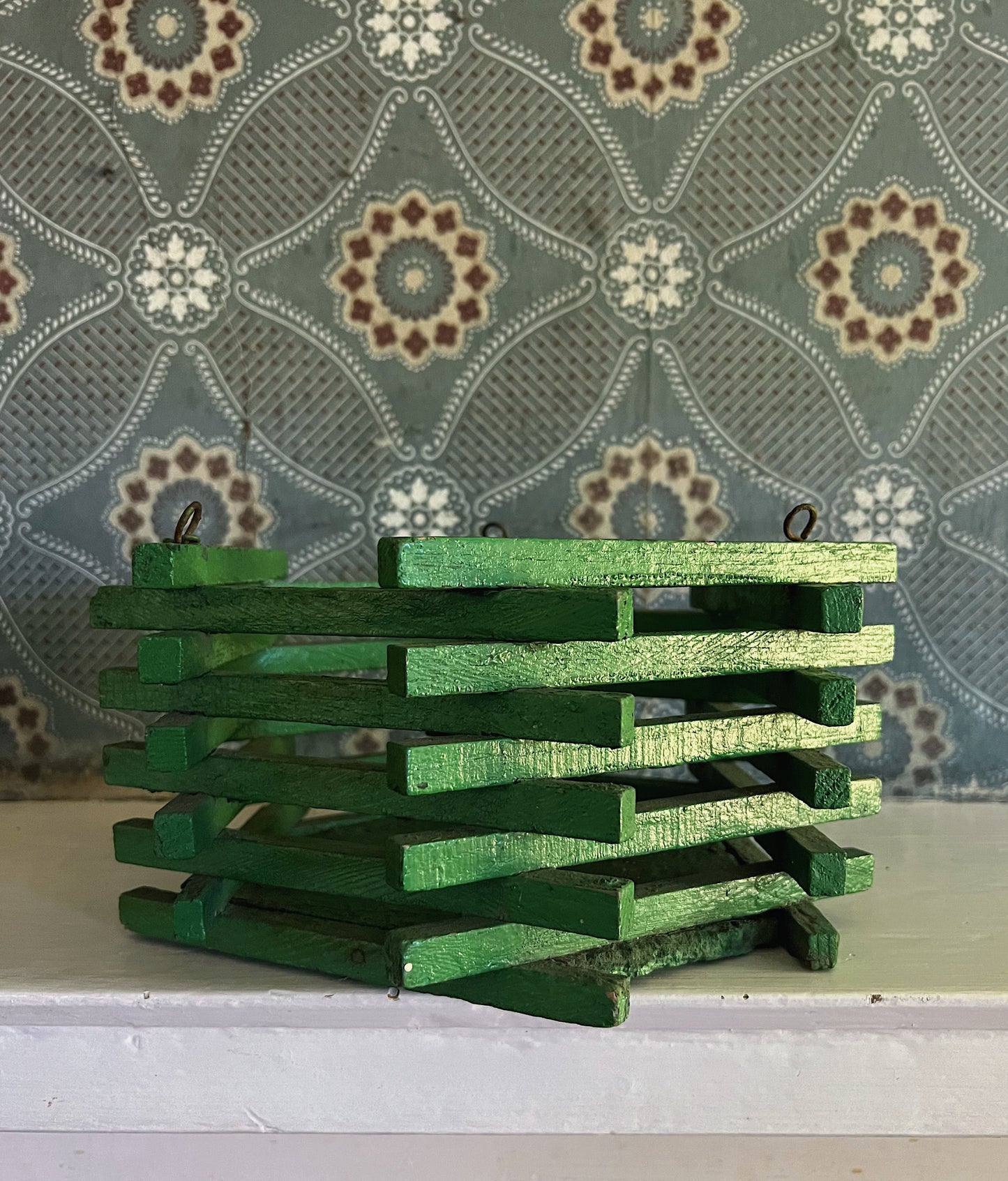 1930s Slatted Wood Painted Plant Box