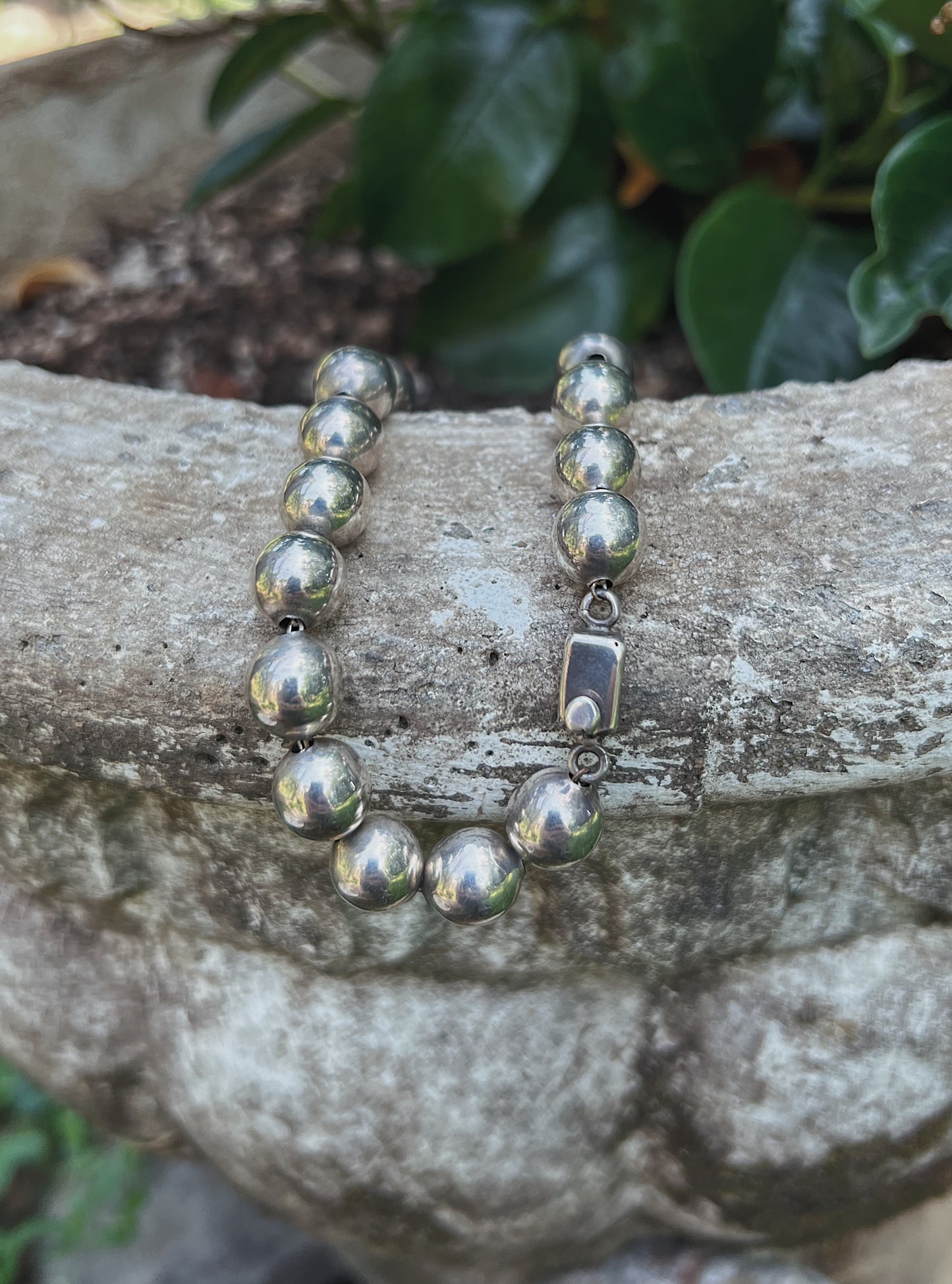 1950s Mexican Silver Strand Of Beads