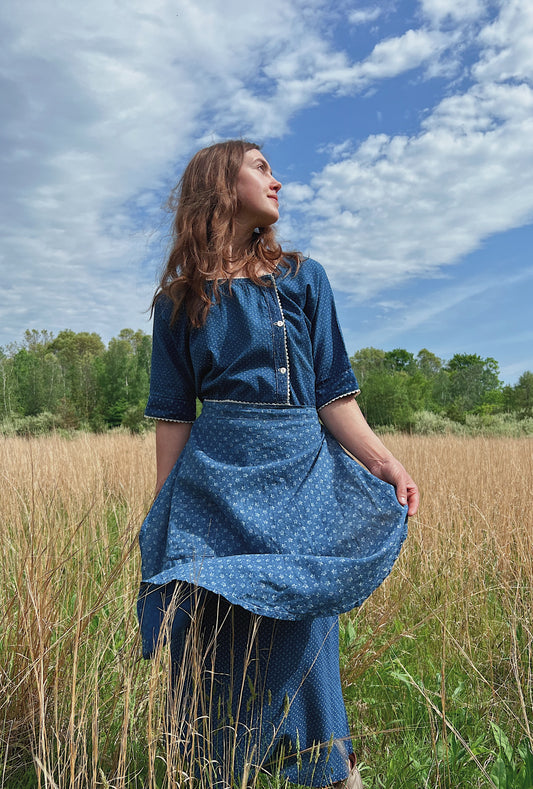 1900s Indigo Calico Apron