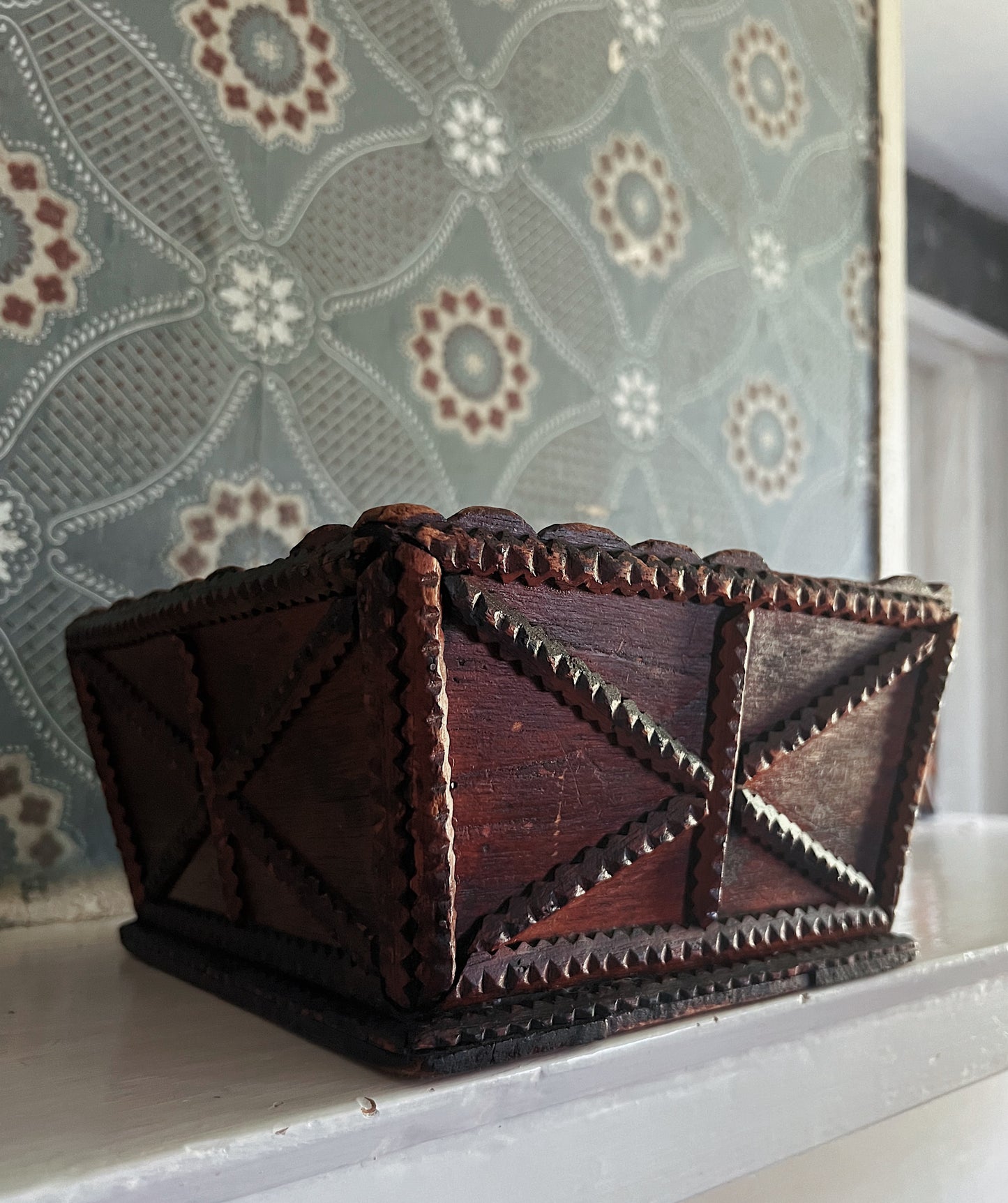 19th Century Tramp Art Cigar Wood Box