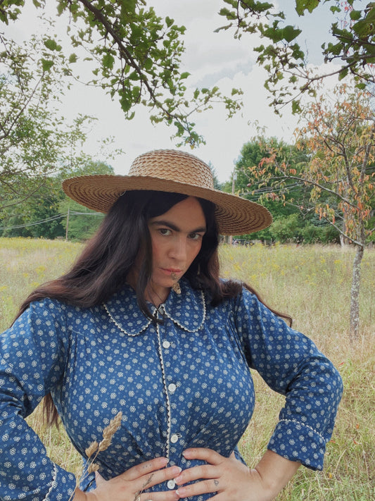 Authentic 1930s Hand Woven Straw Farm Hat