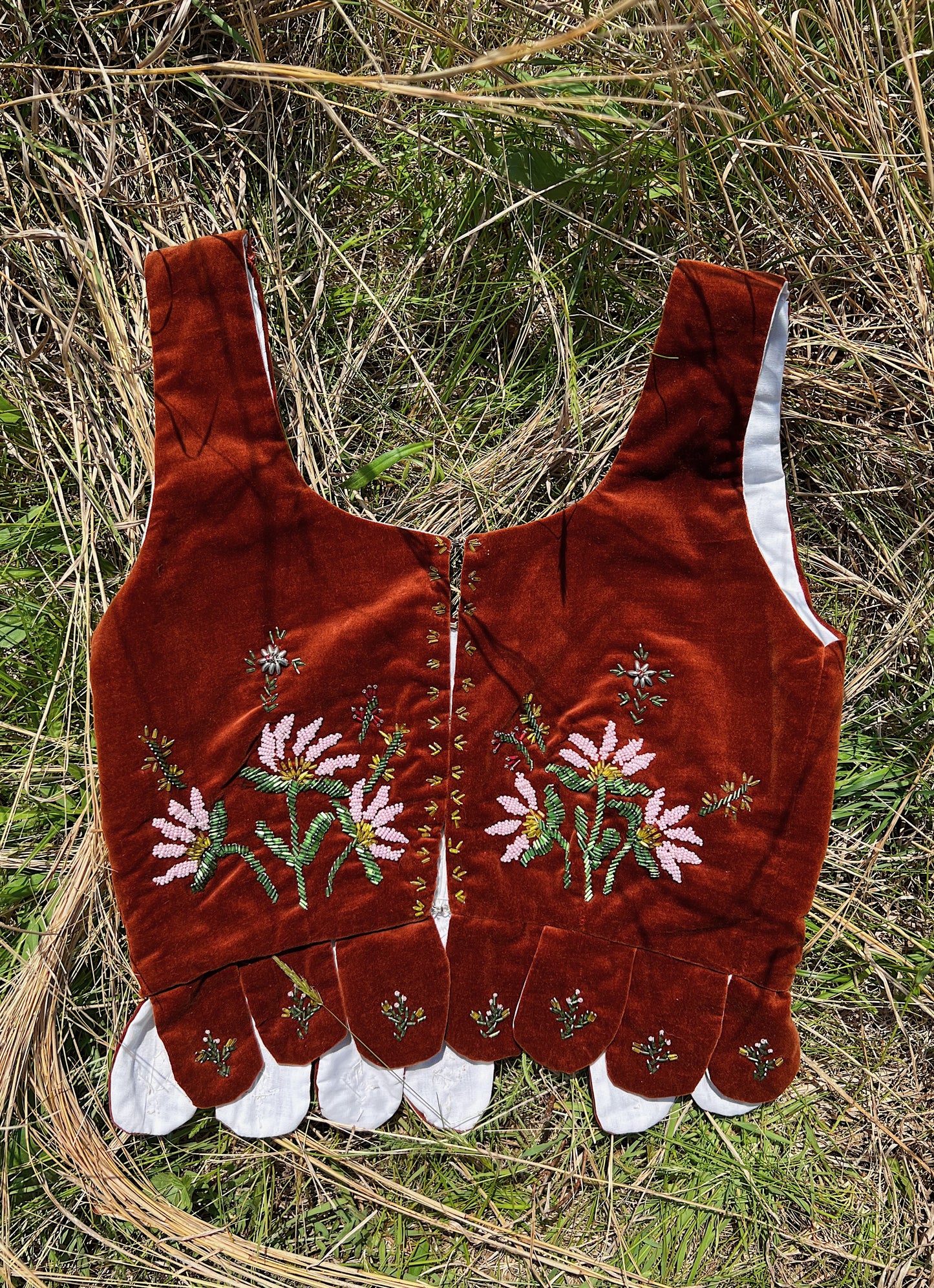 Velvet Beaded Floral Folk Vest