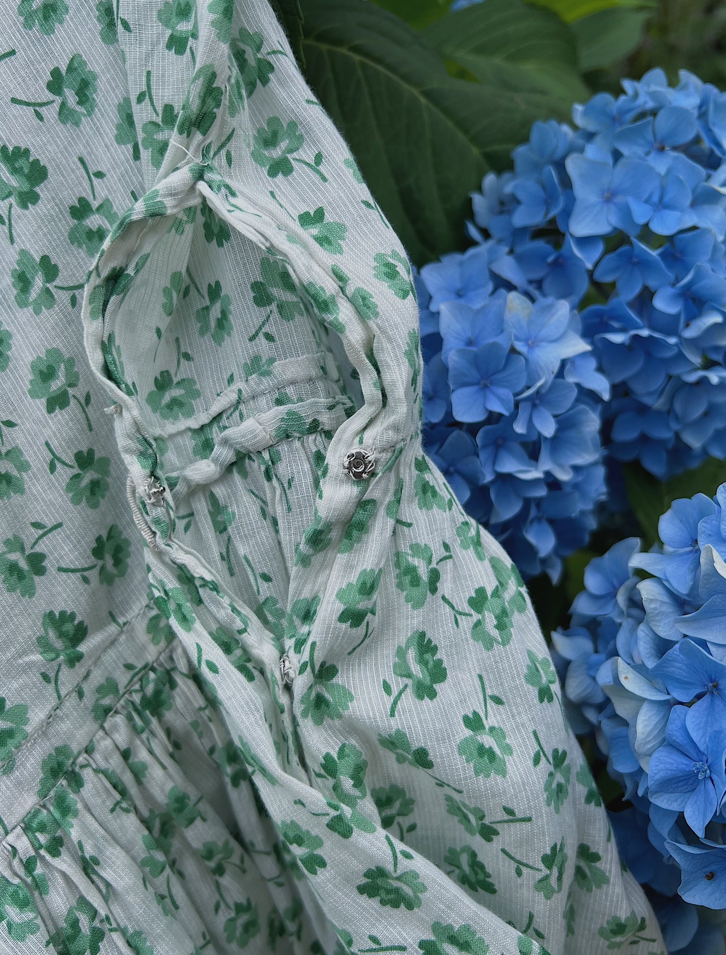 20s/30s Gauzy Cotton Voile Clover Day Dress