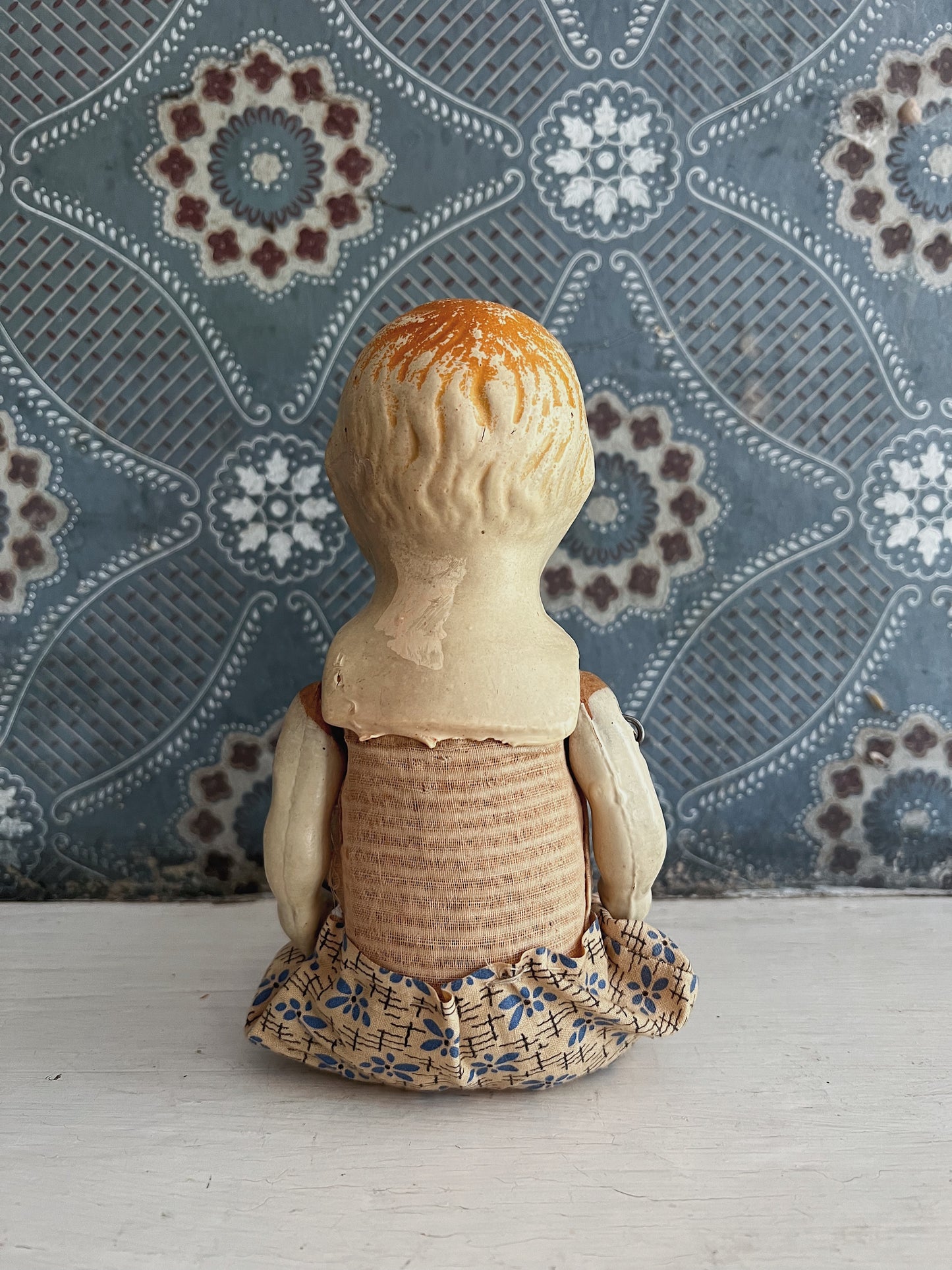 Depression Era Composition Baby Doll In Floral Bloomers