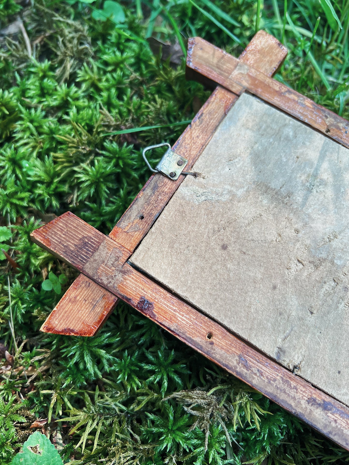 Circa 1900s Small Tramp Art Mirror