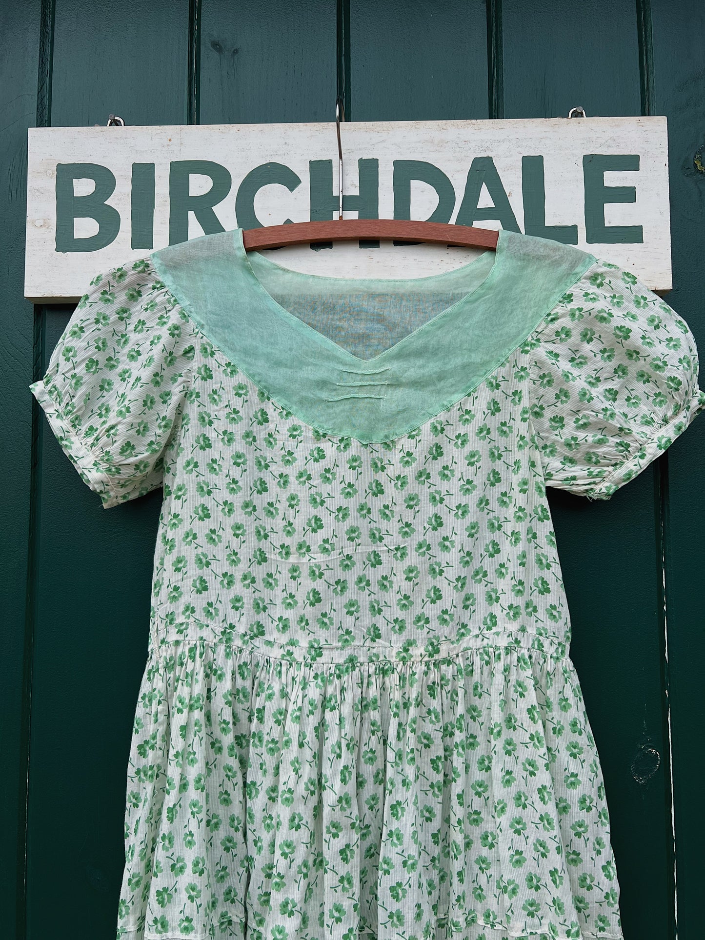 20s/30s Gauzy Cotton Voile Clover Day Dress