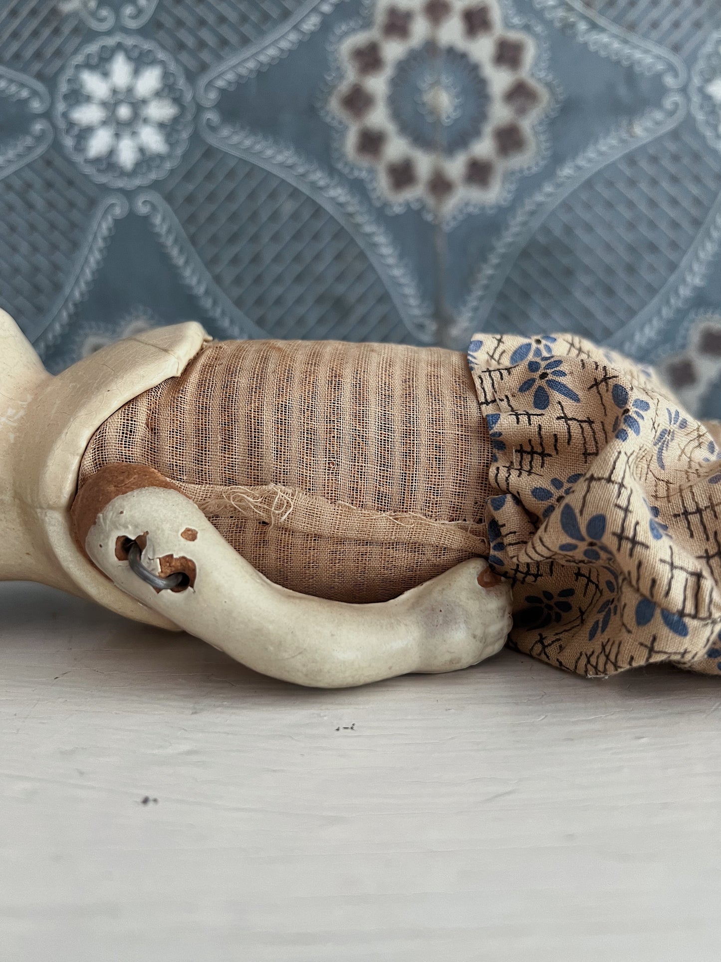 Depression Era Composition Baby Doll In Floral Bloomers