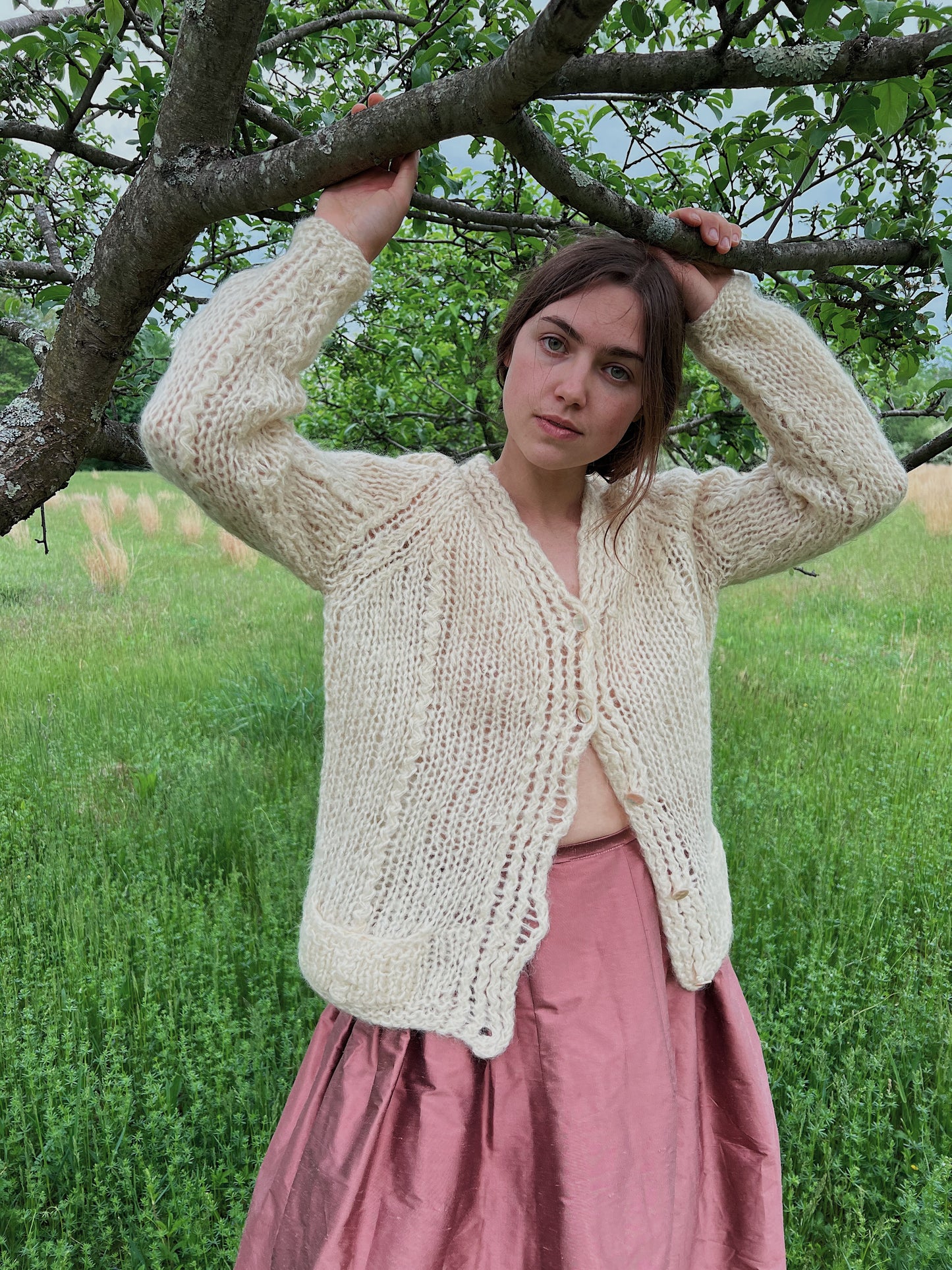 1950s Natural Mohair Loosely Woven Cardigan